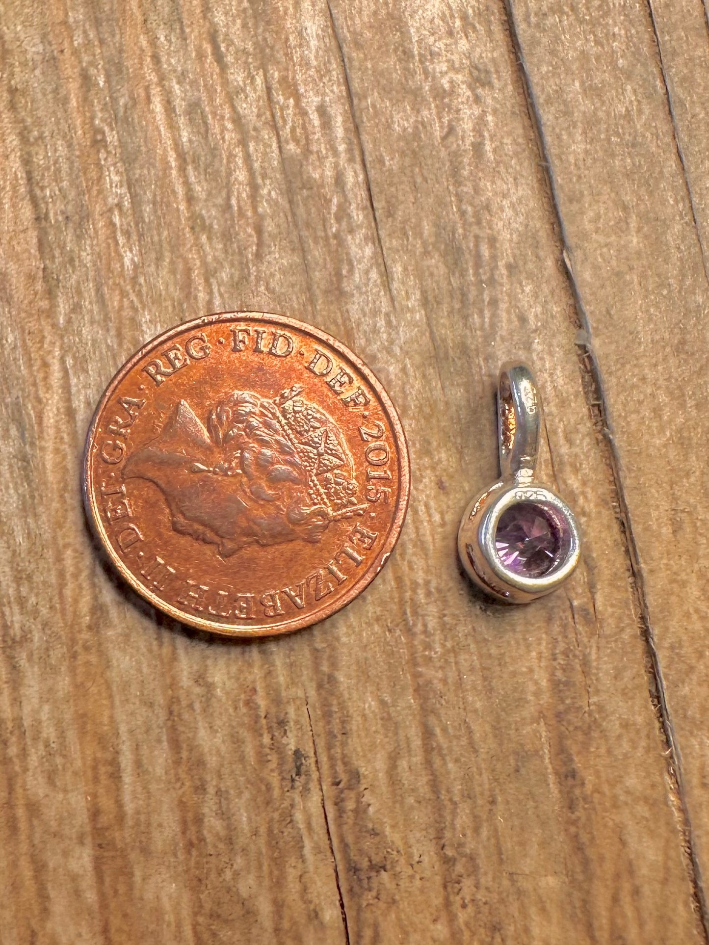 Vintage Amethyst Circle 925 Sterling Silver Pendant