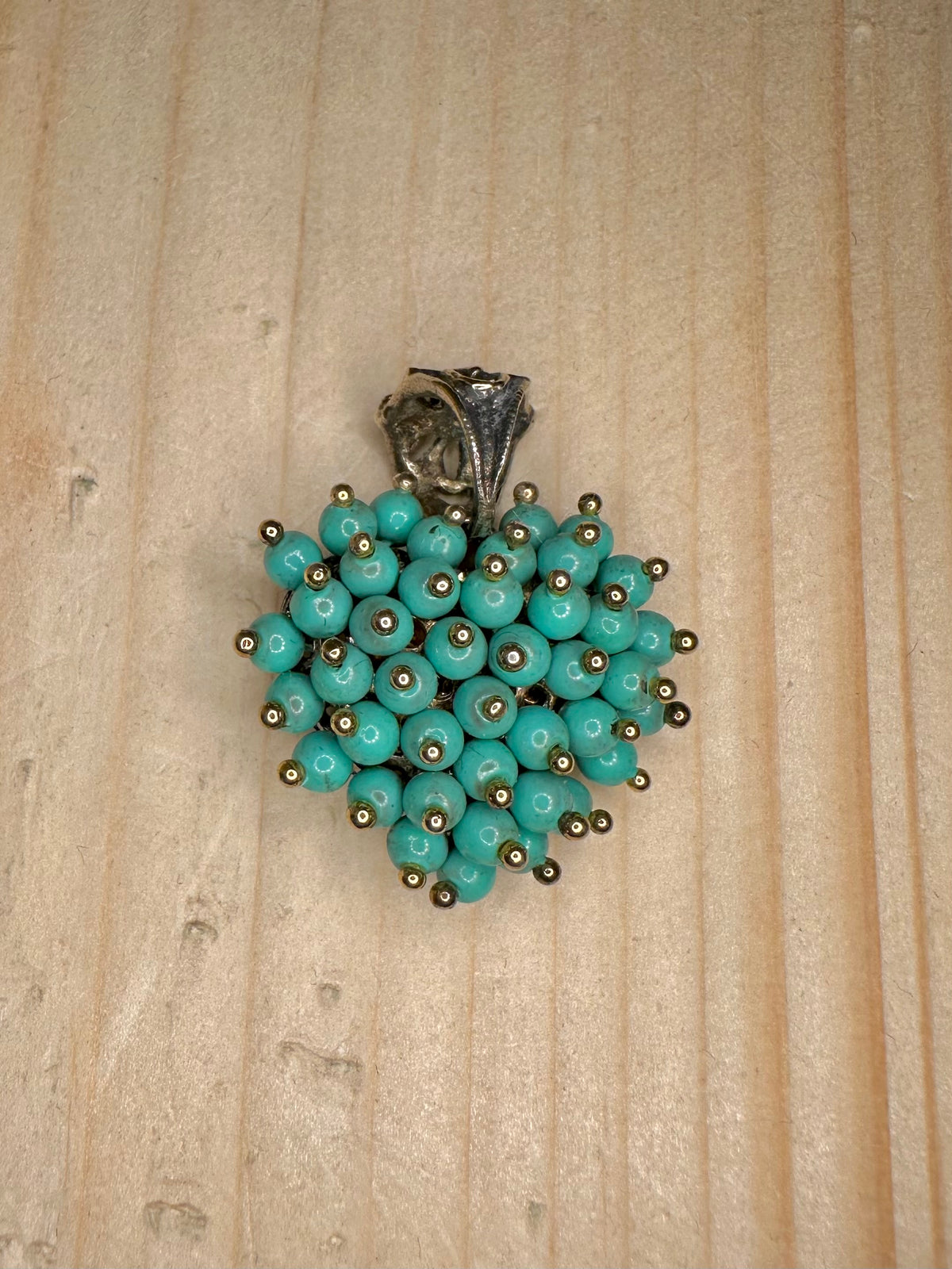 Heart Shaped Turquoise Bead 925 Sterling Silver Pendant