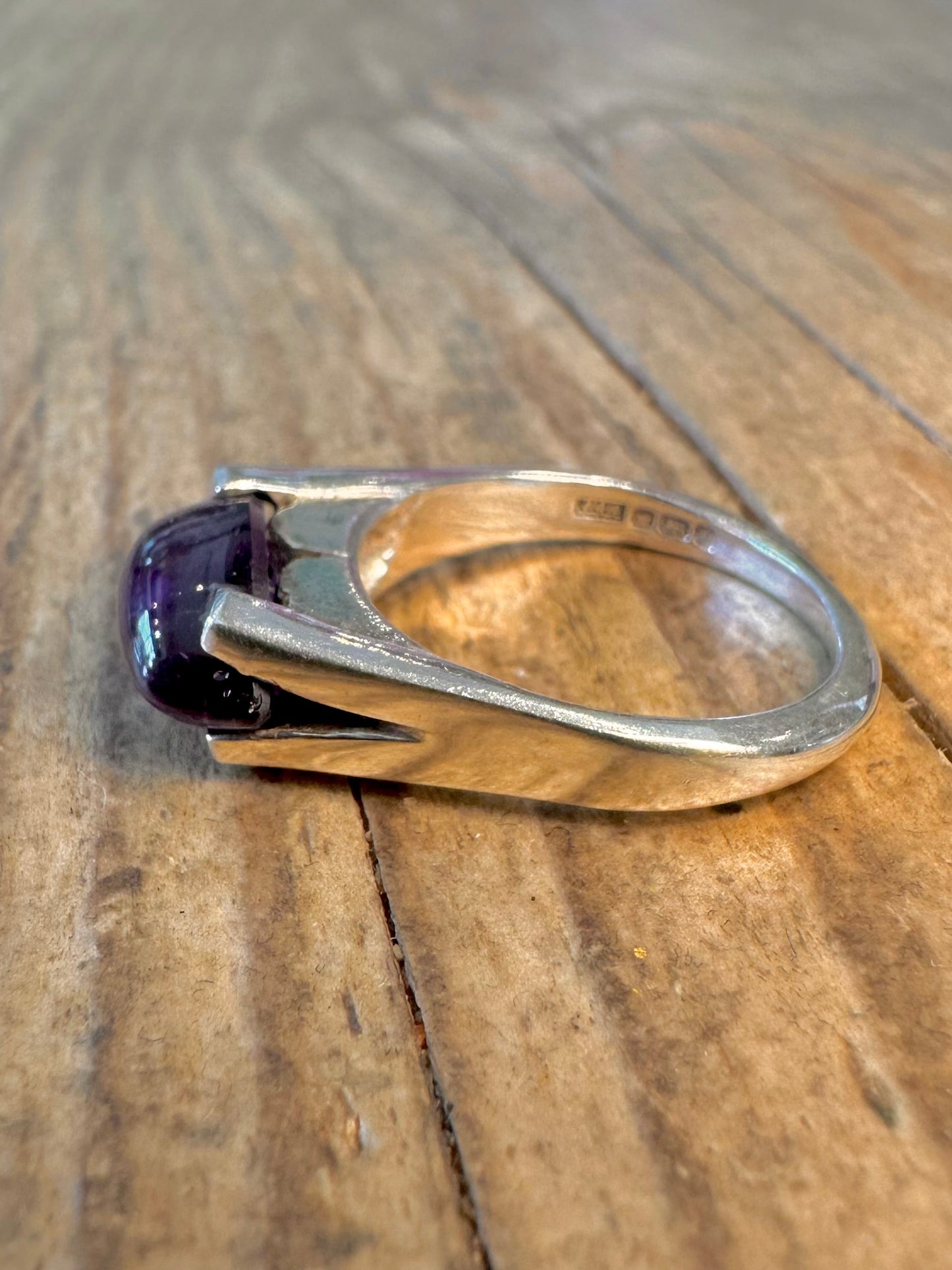 Abstract 1993 Amethyst 925 Sterling Silver Size O Ring