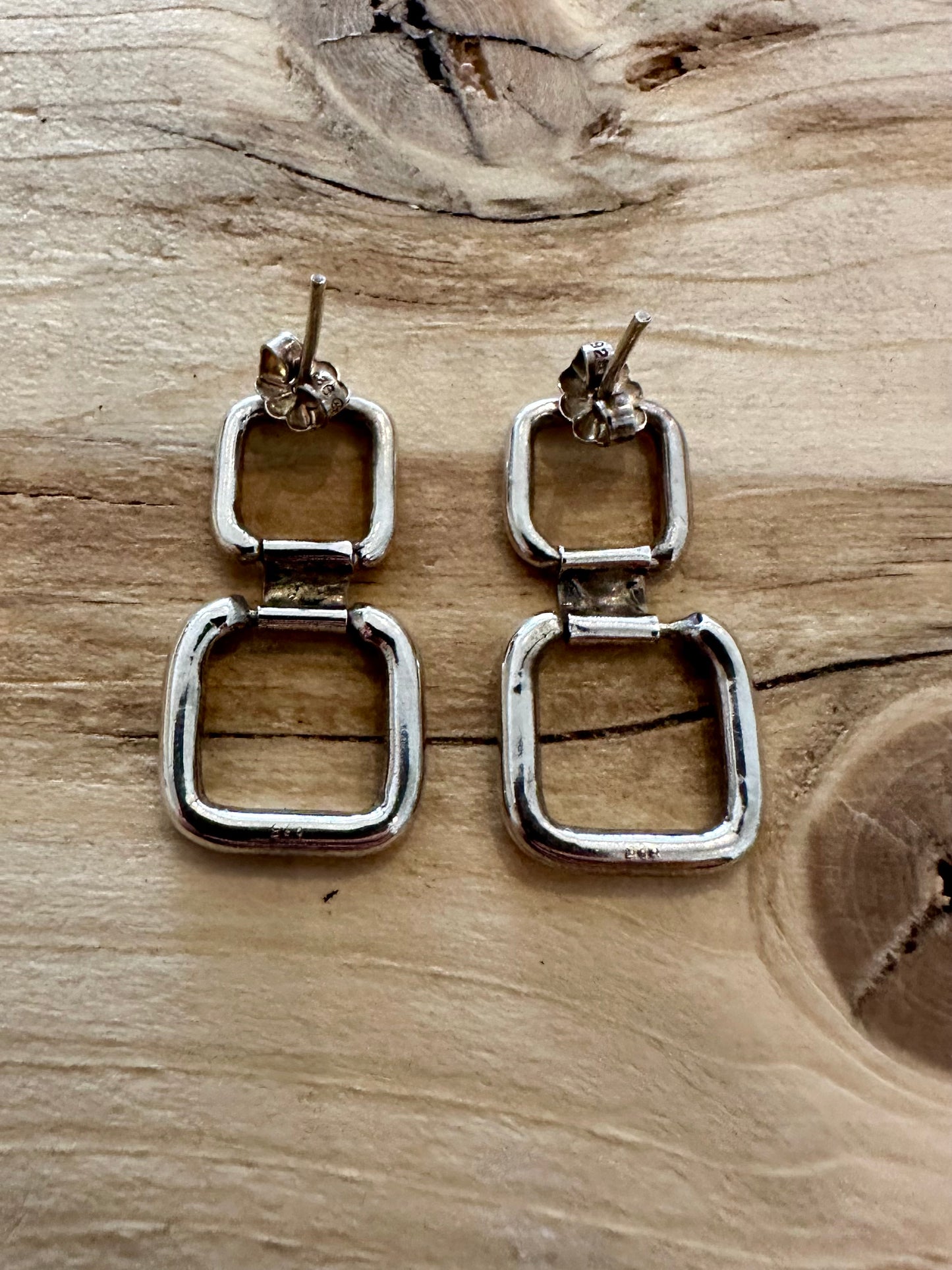 Abstract Square Dangle 925 Silver Earrings