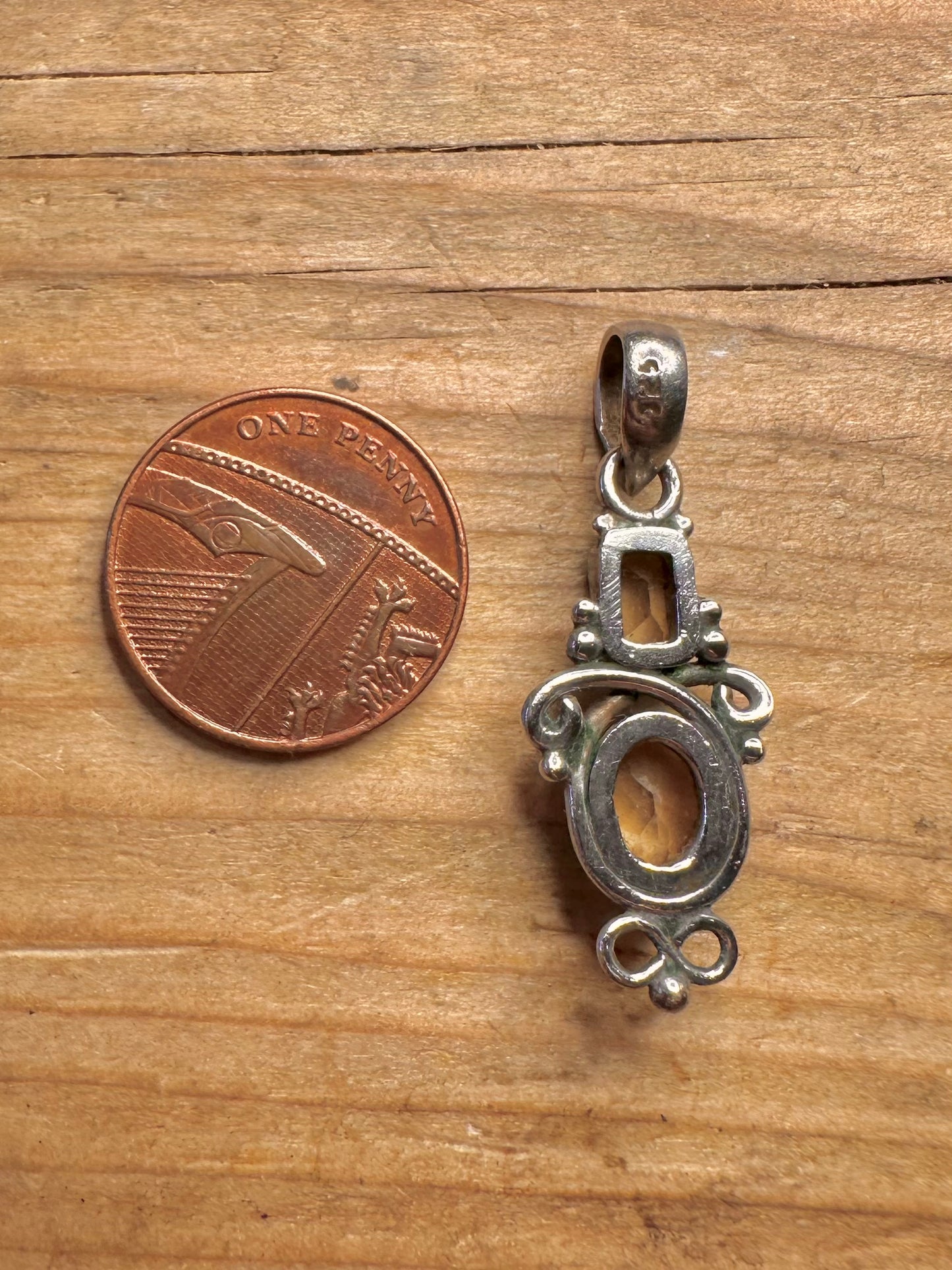 Vintage Citrin verzierter 925er Sterlingsilber-Anhänger