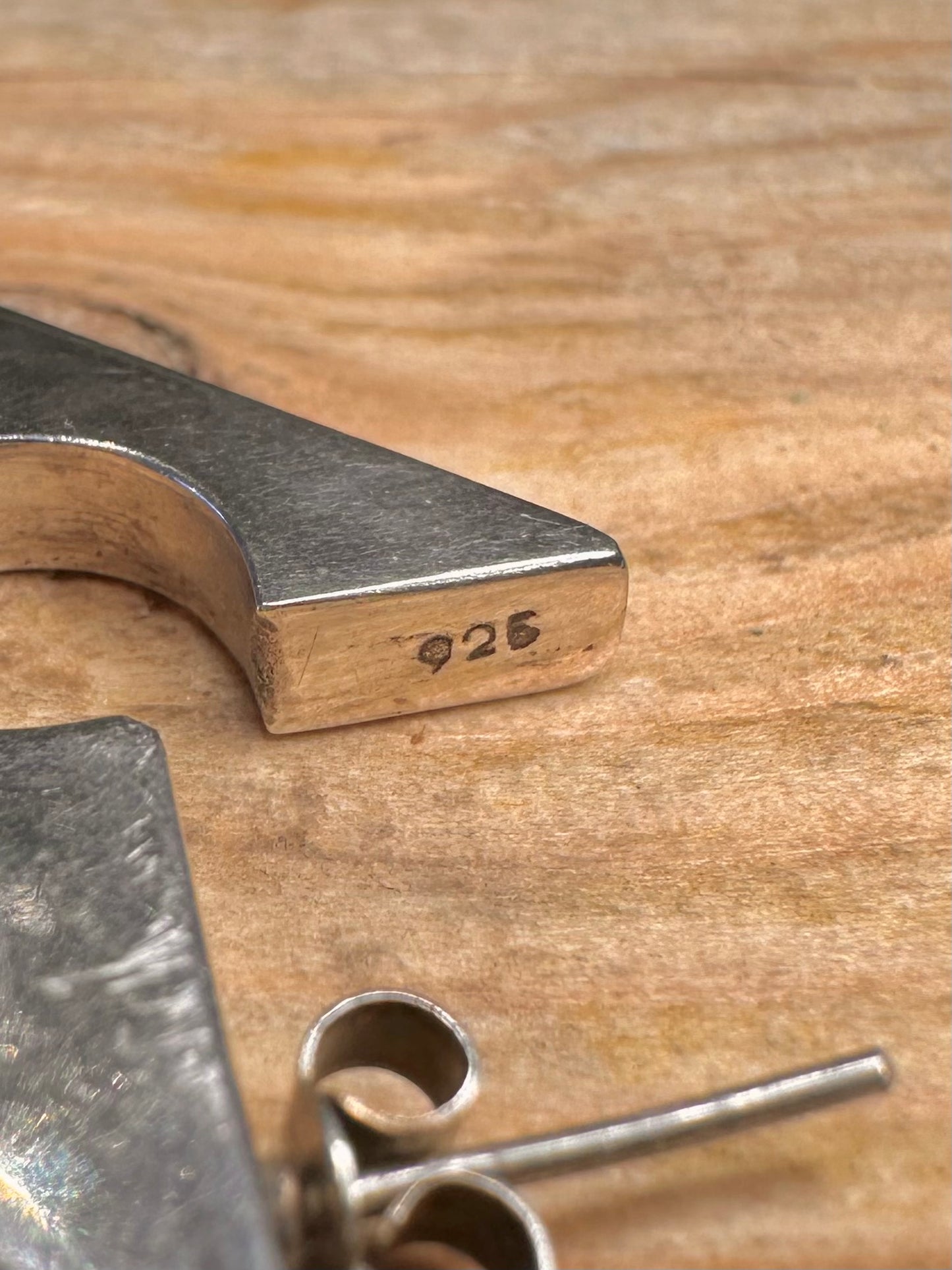 Abstract Modernist Chunky Shaped 925 Sterling Silver Earrings