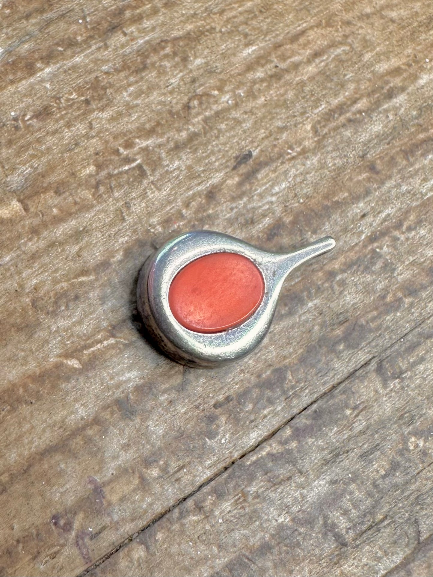Modernist Orange Oval 835 Silver Pendant