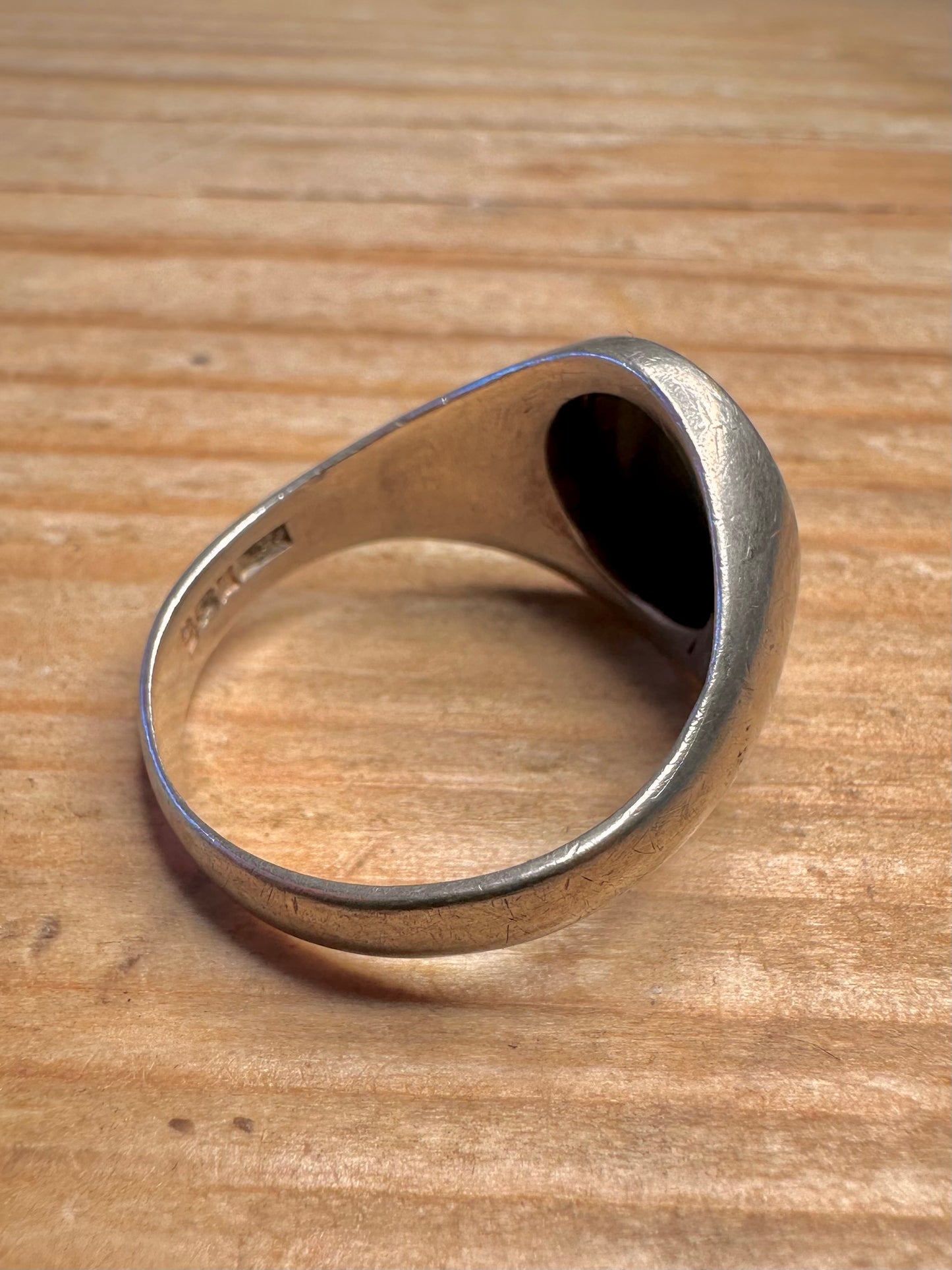 Vintage 1980 Onyx Signet 925 Sterling Silver Size X Ring