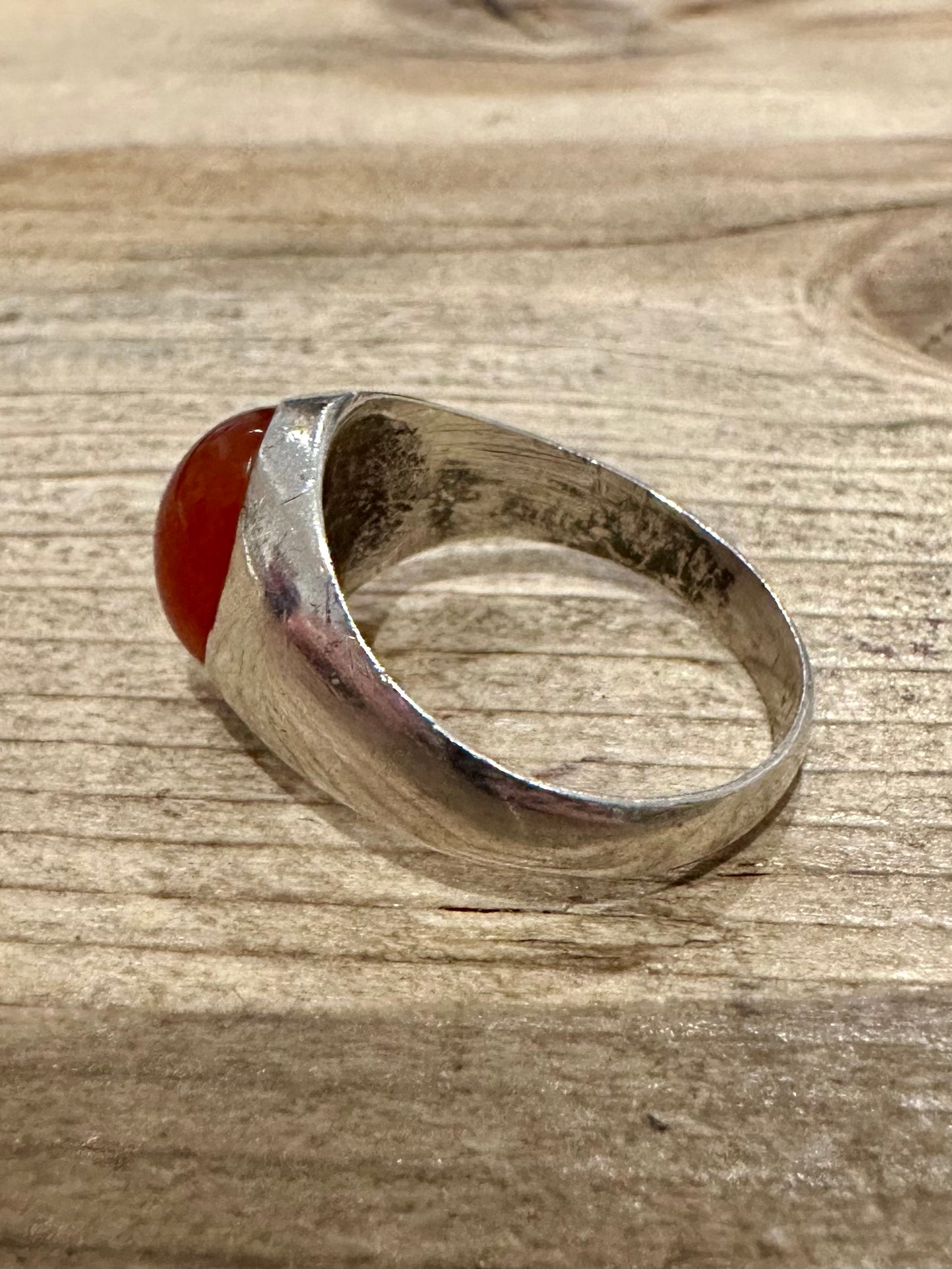 Vintage Carnelian Signet 925 Silver Size P Ring