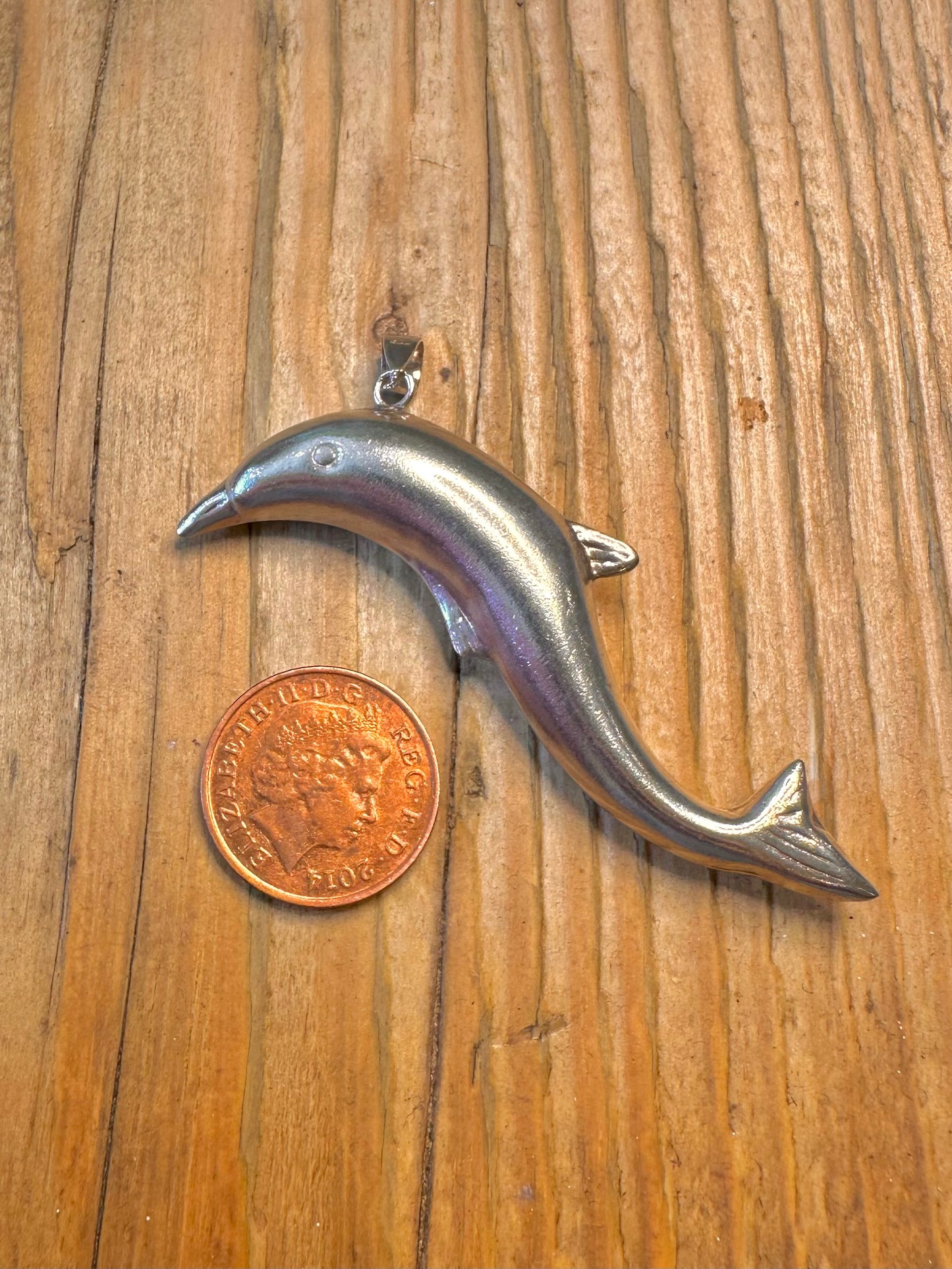 Dolphin Curved 925 Sterling Silver Pendant