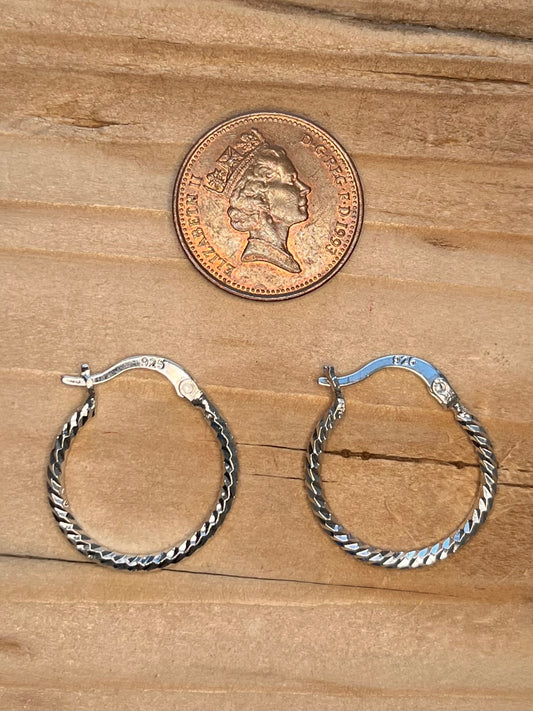 Twisted Rope 925 Sterling Silver Hoop Earrings