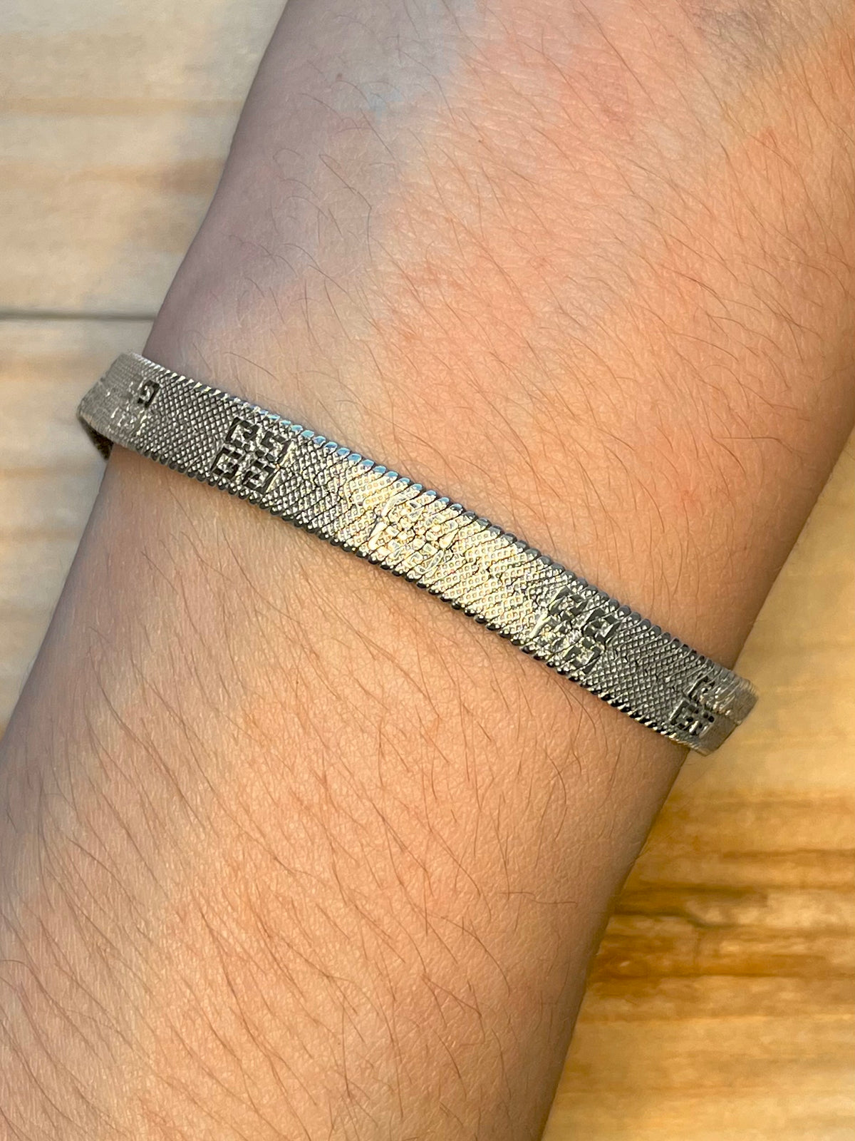 Flat Herringbone Engraved 925 Sterling Silver 7.5 Inch Bracelet