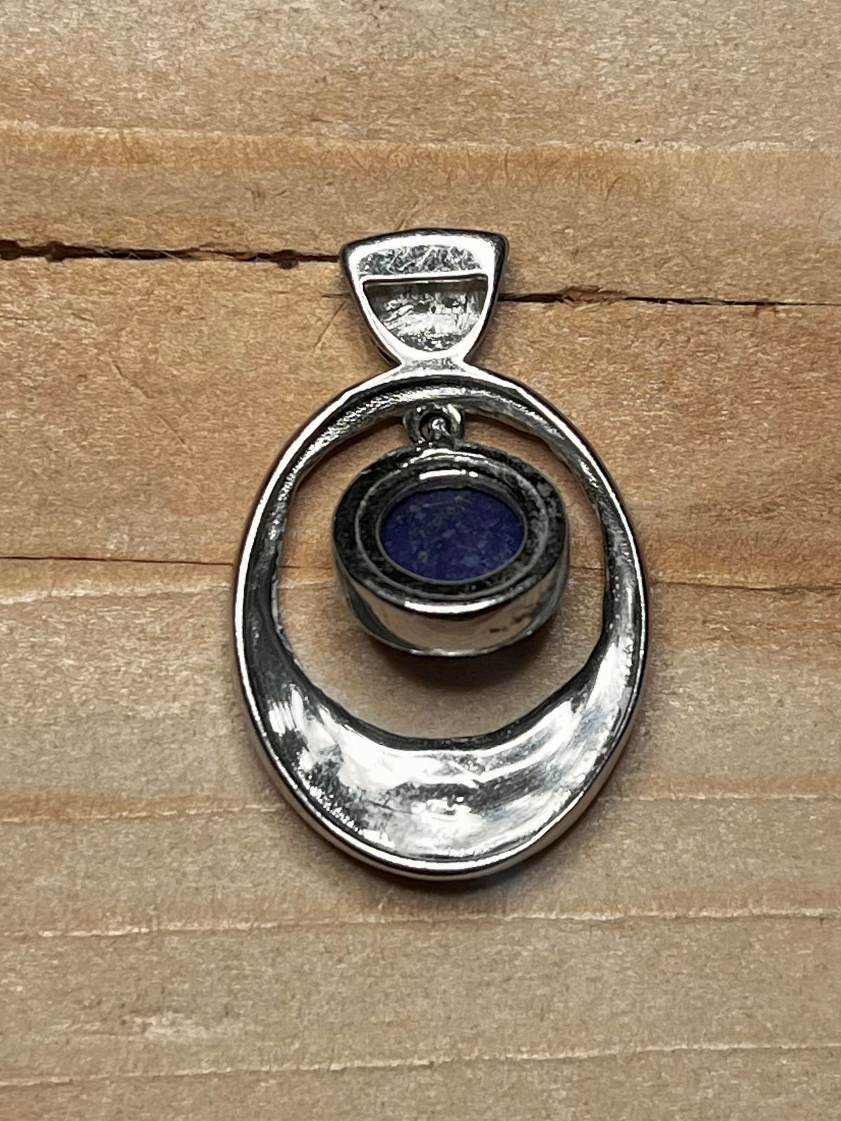 Textured Lapis Lazuli 925 Sterling Silver Pendant