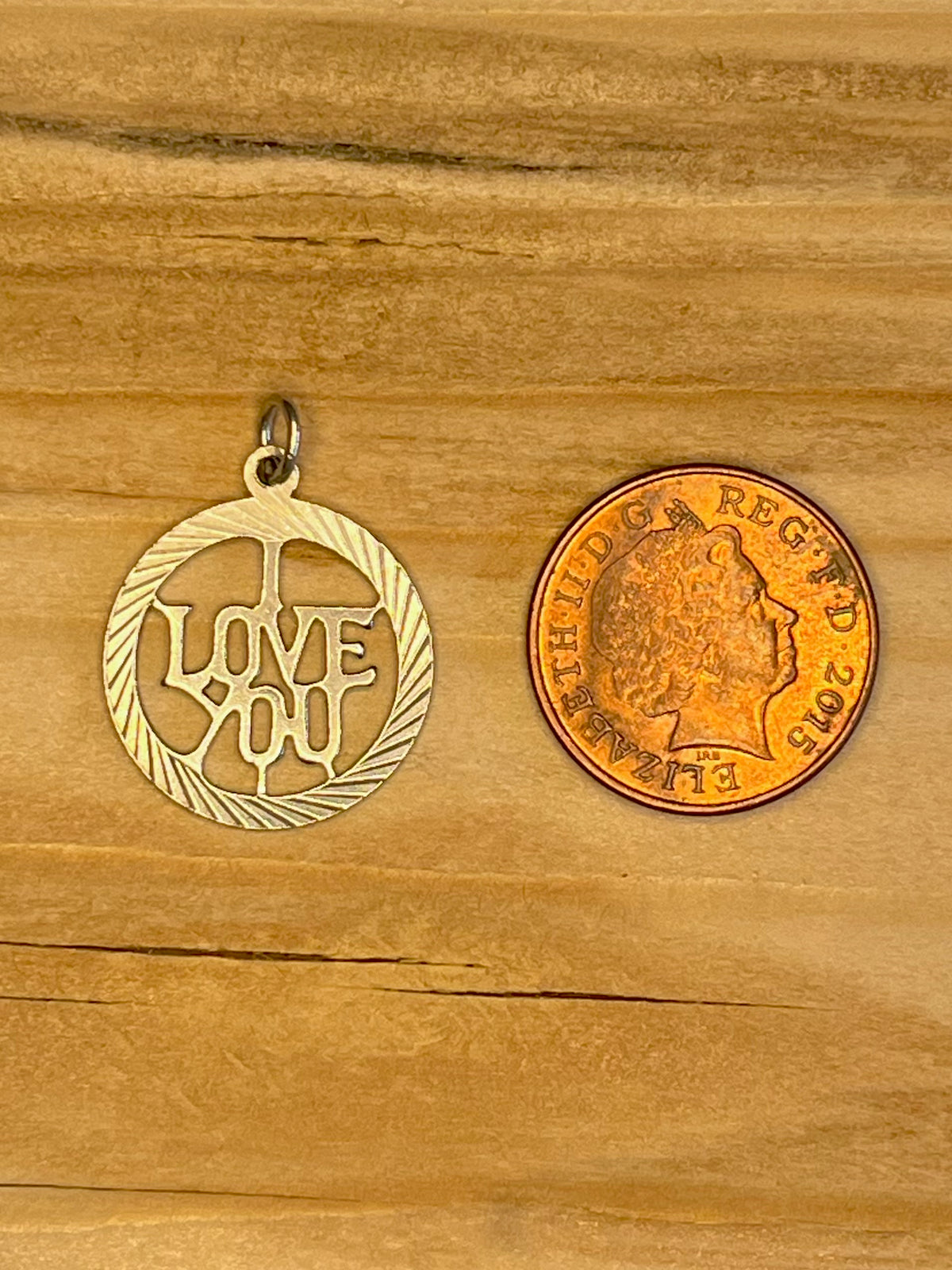 ‘I Love You’ Circle 925 Sterling Silver Pendant