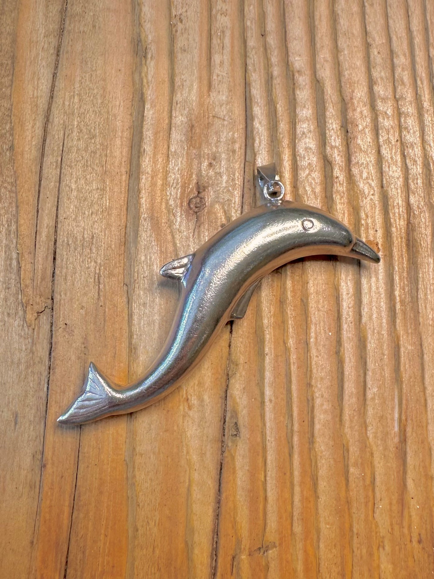 Dolphin Curved 925 Sterling Silver Pendant