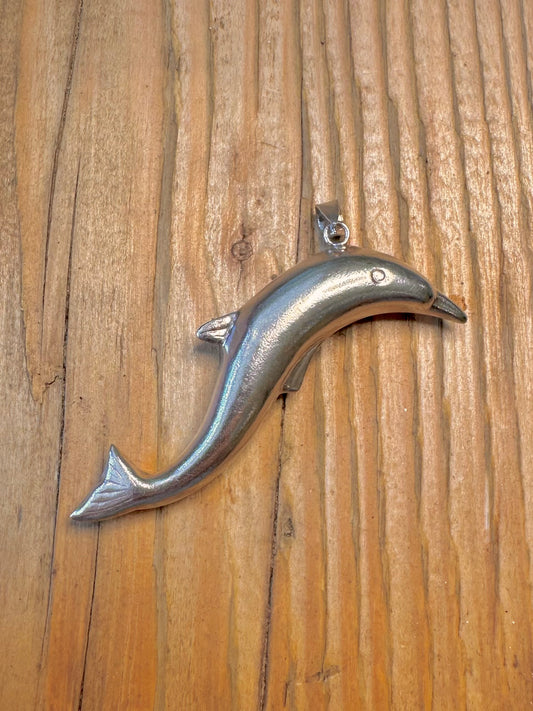 Dolphin Curved 925 Sterling Silver Pendant