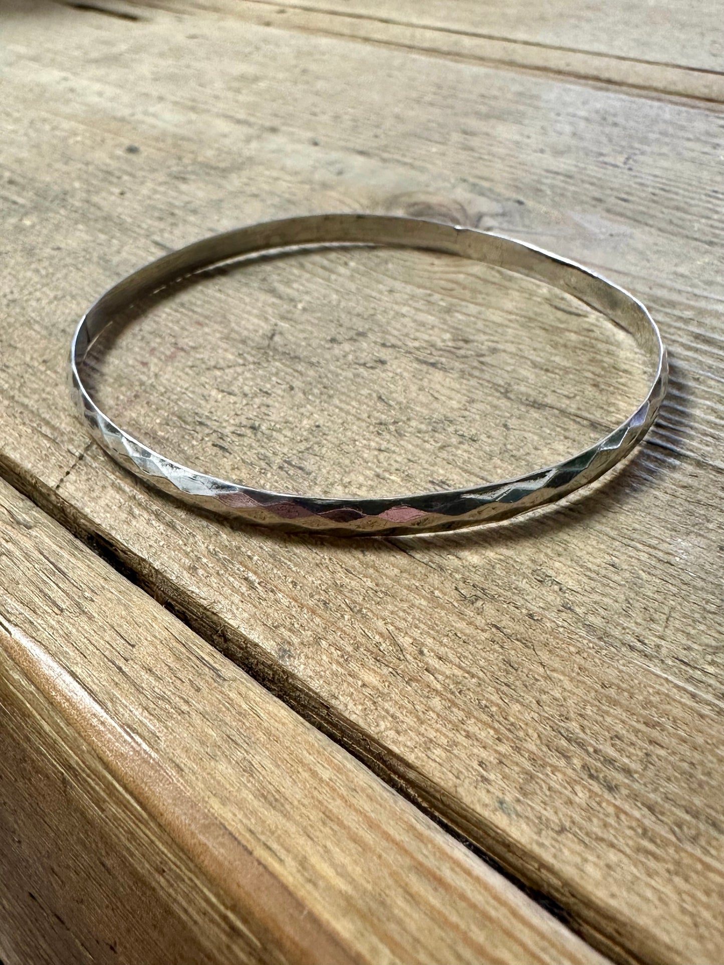 Vintage Faceted 925 Silver Bangle