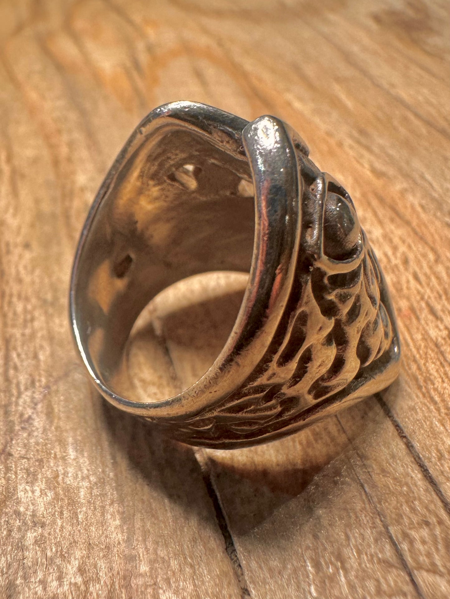 Abstract Textured Face 925 Sterling Silver Size P1/2 Ring