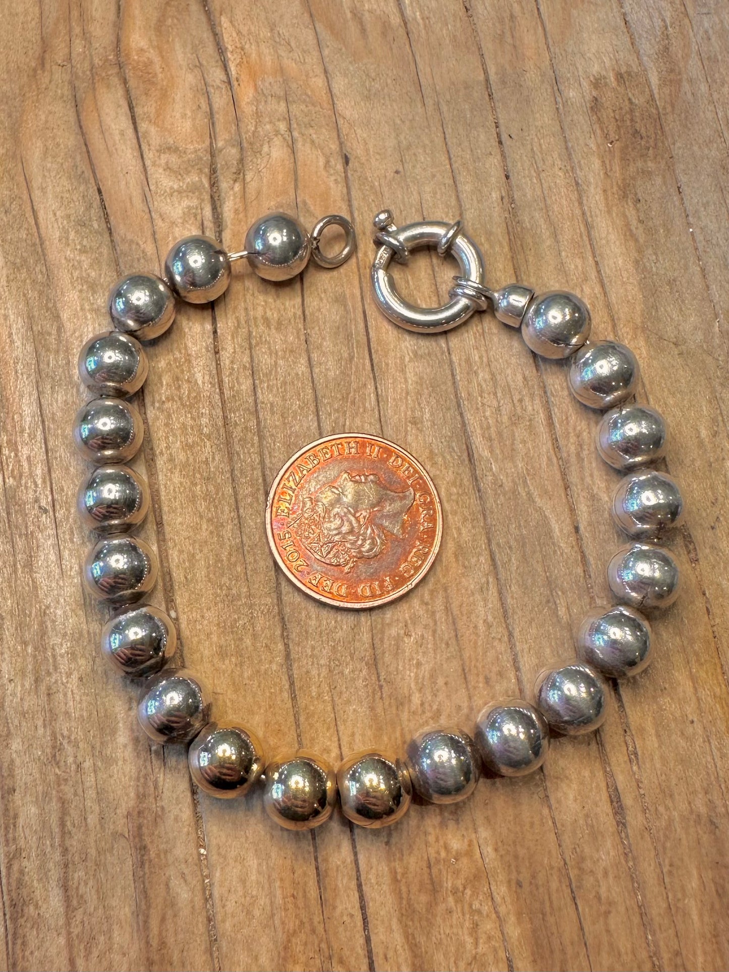 Vintage Kugelkette 9 Karat Vergoldet und 925 Sterling Silber 19 cm Armband