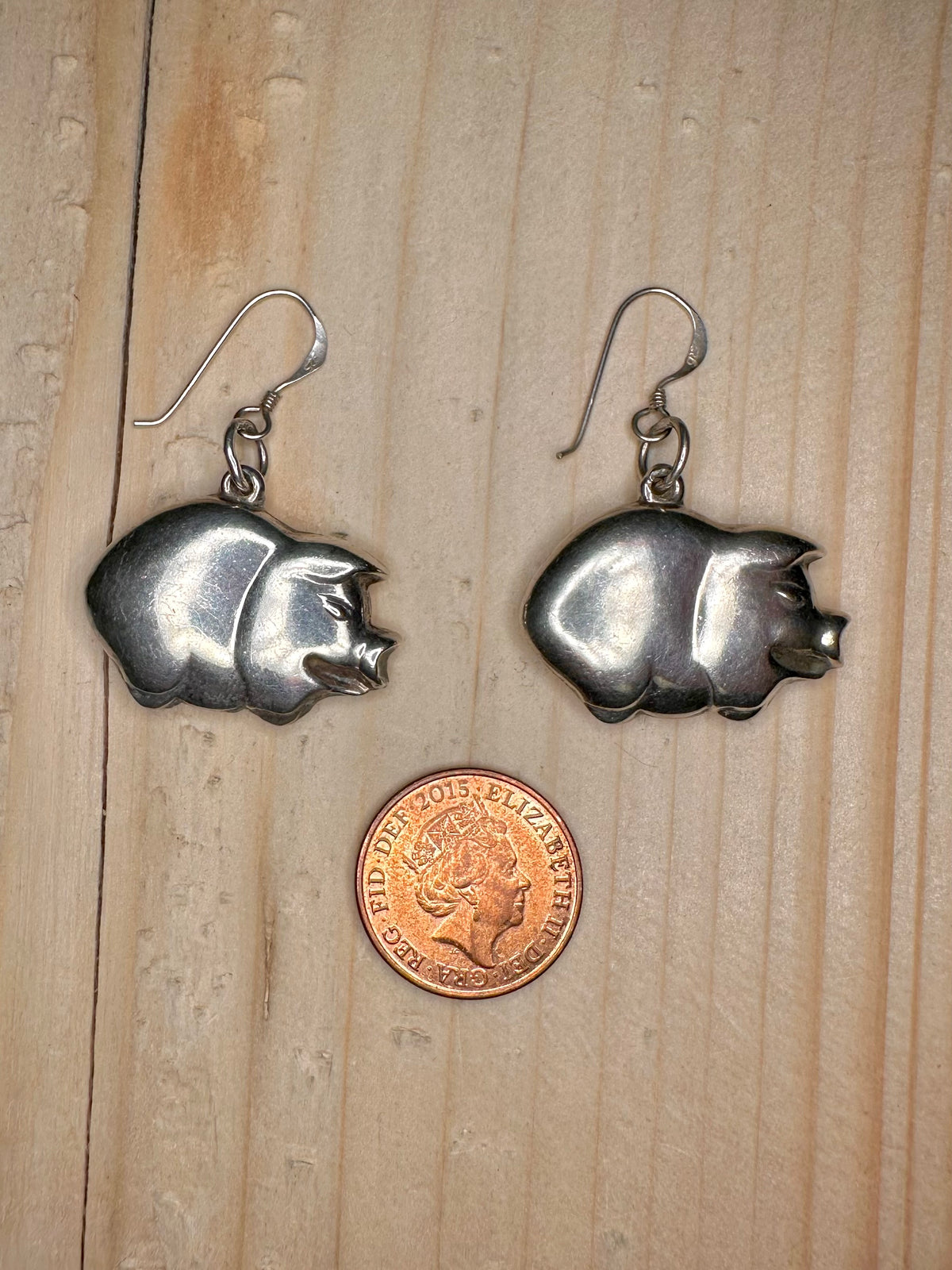 Large Pig 925 Sterling Silver Earrings