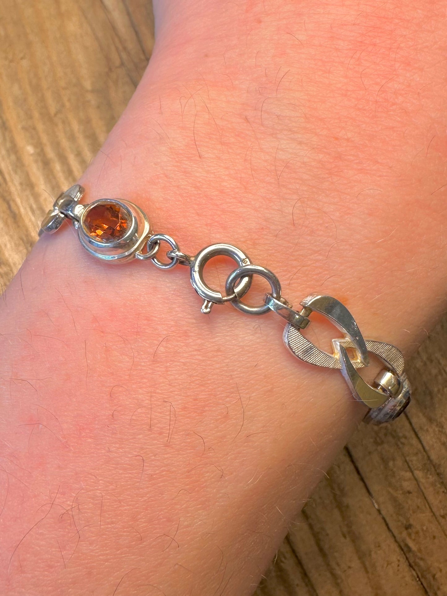 Orange Topaz 1977 Unique Link Maker K&L 925 Sterling Silver 9 inch Bracelet