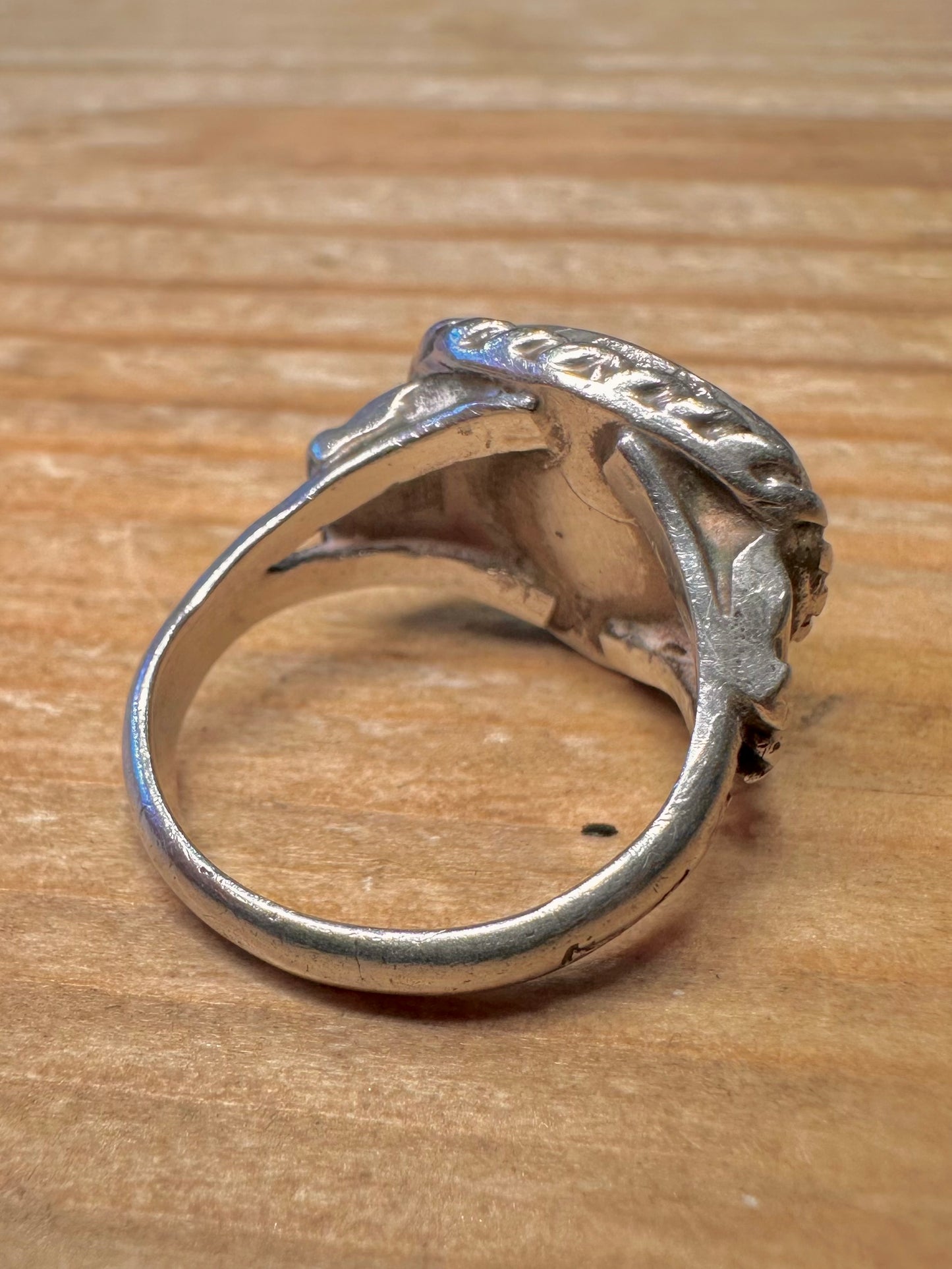 Vintage Navajo Turquoise Maker WJ and 925 Sterling Silver Size J Ring