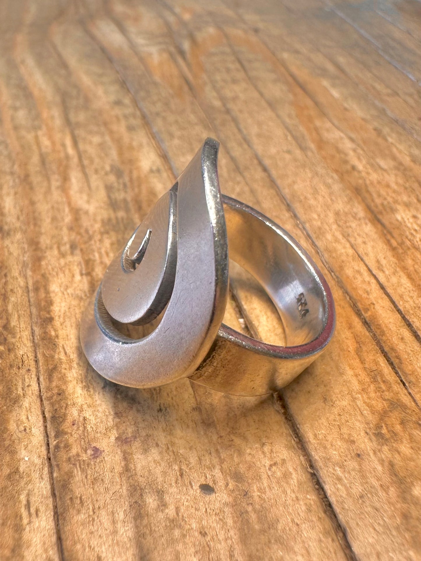 Abstrakter Wirbel 925 Sterlingsilber Ring Gr. L
