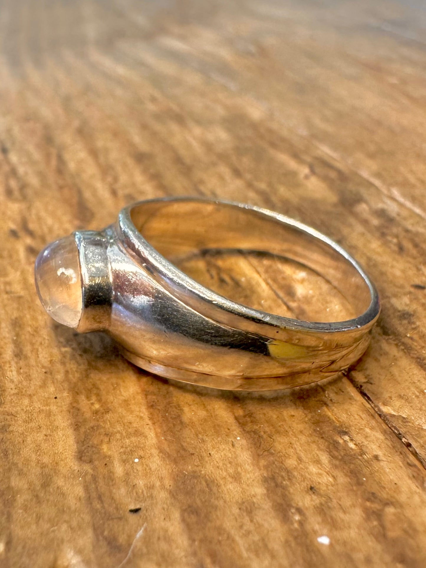 Moonstone Dome 925 Sterling Silver Size S Ring