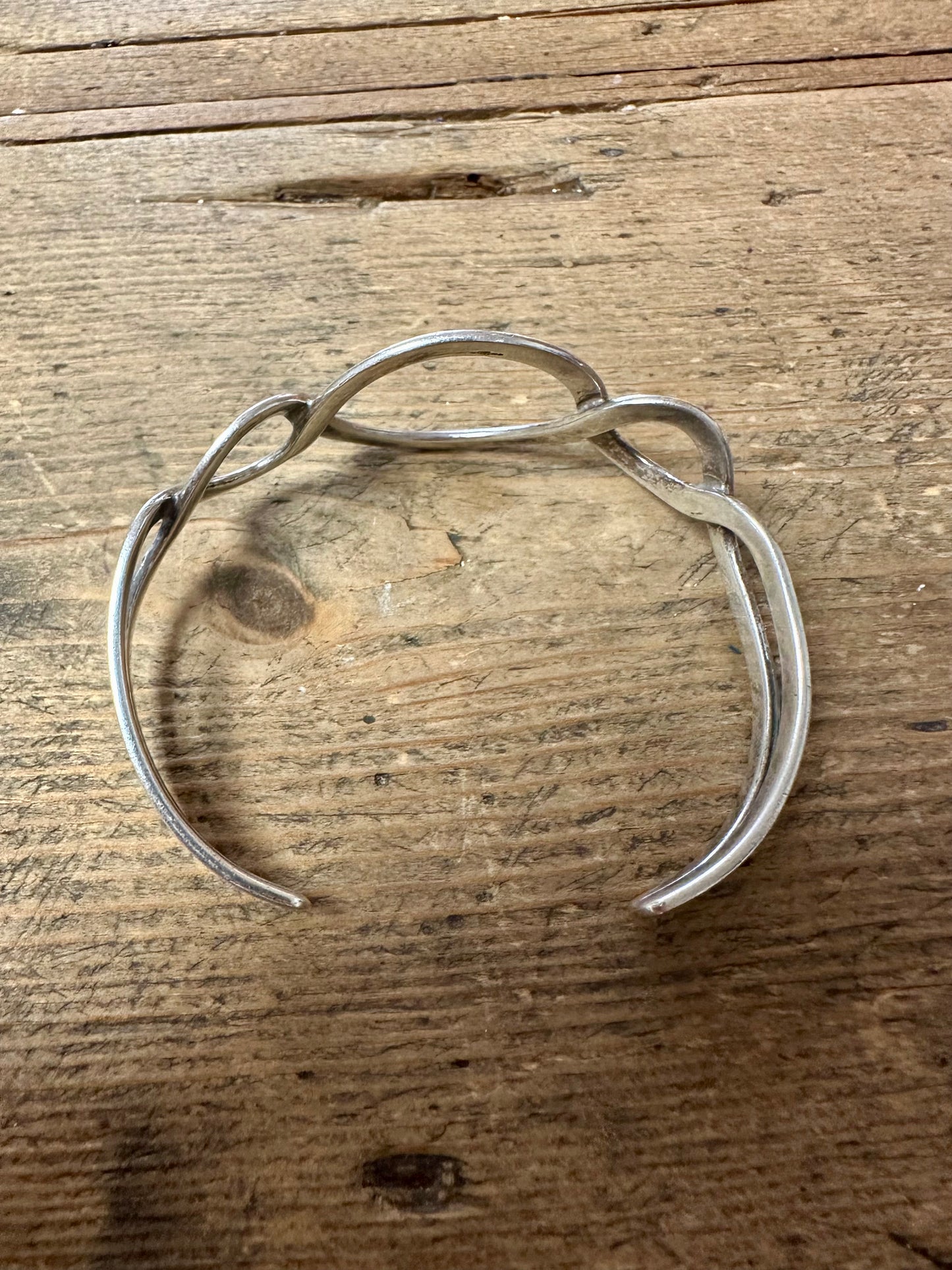 Abstract Overlapping 925 Silver Cuff Bangle