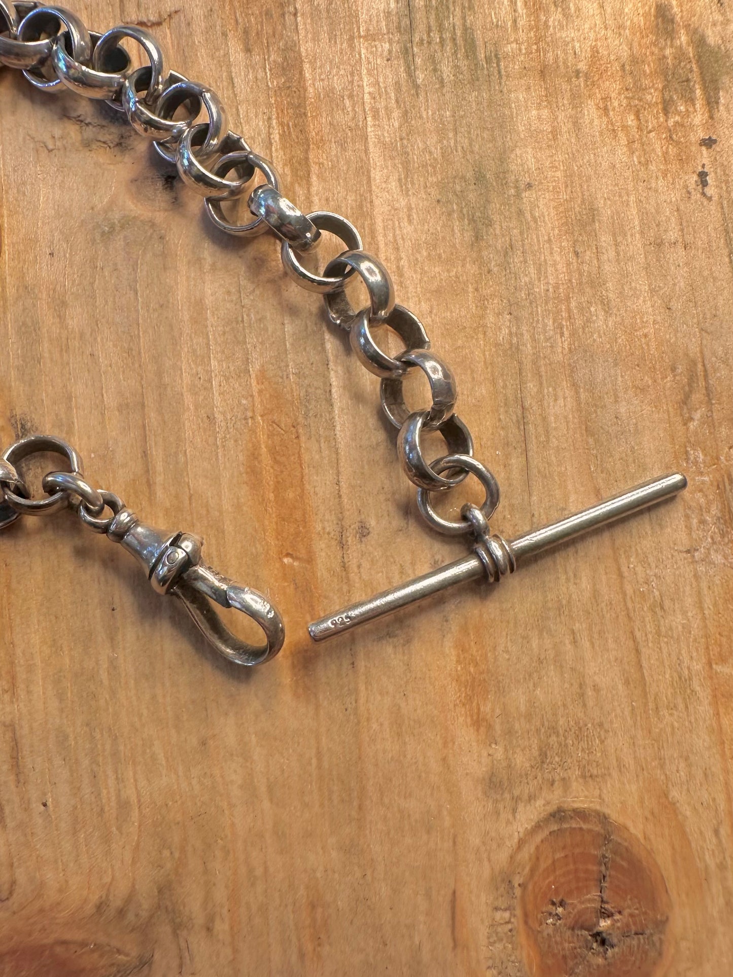 Chunky 1927 Belcher Chain Dog Clip T Bar 925 Sterling Silver 18.5 inch Necklace