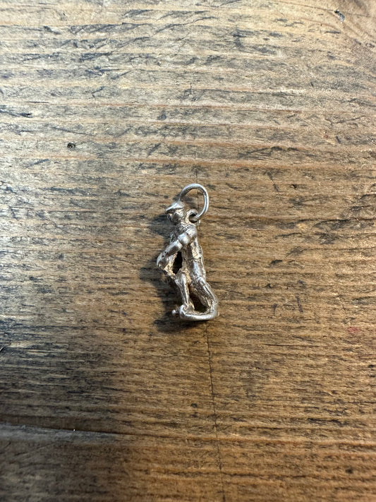 Vintage Cricketer 925 Silver Charm Pendant