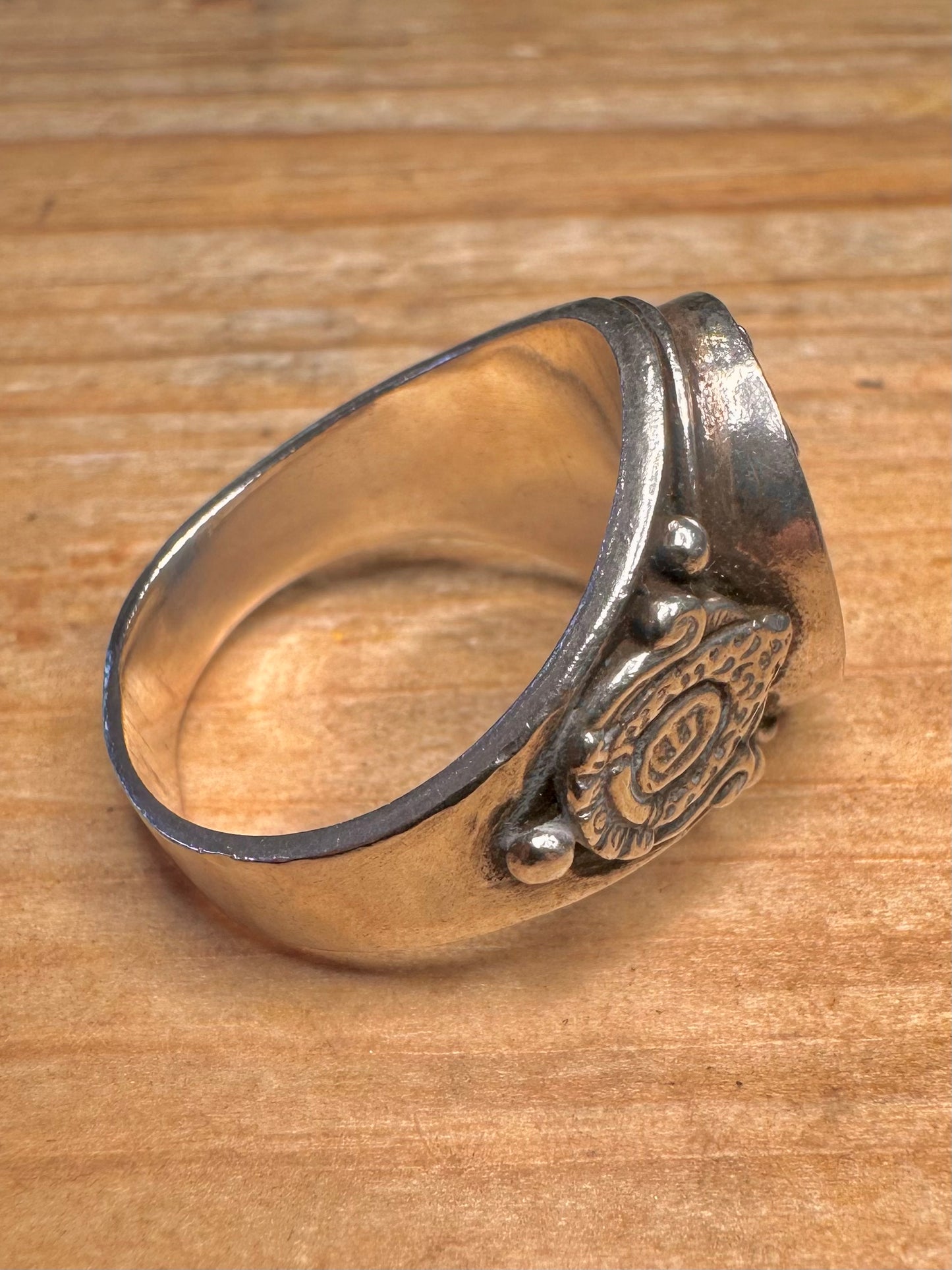Vintage Ten Interlocking Syllables Kalachakra 925 Sterling Silver Y1/2 Ring