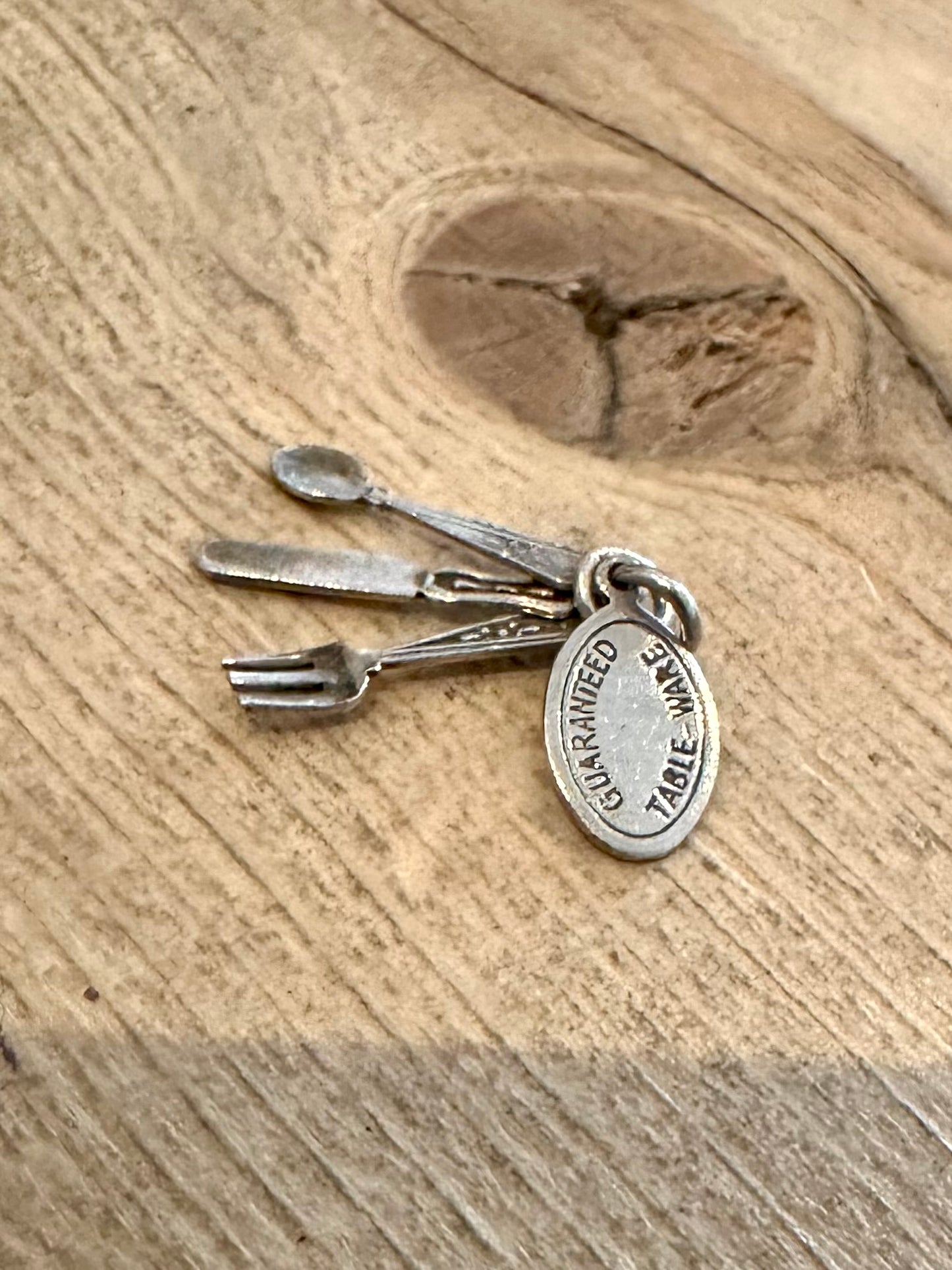 Vintage Guarantee Table Ware Cutlery 925 Silver Charm Pendant