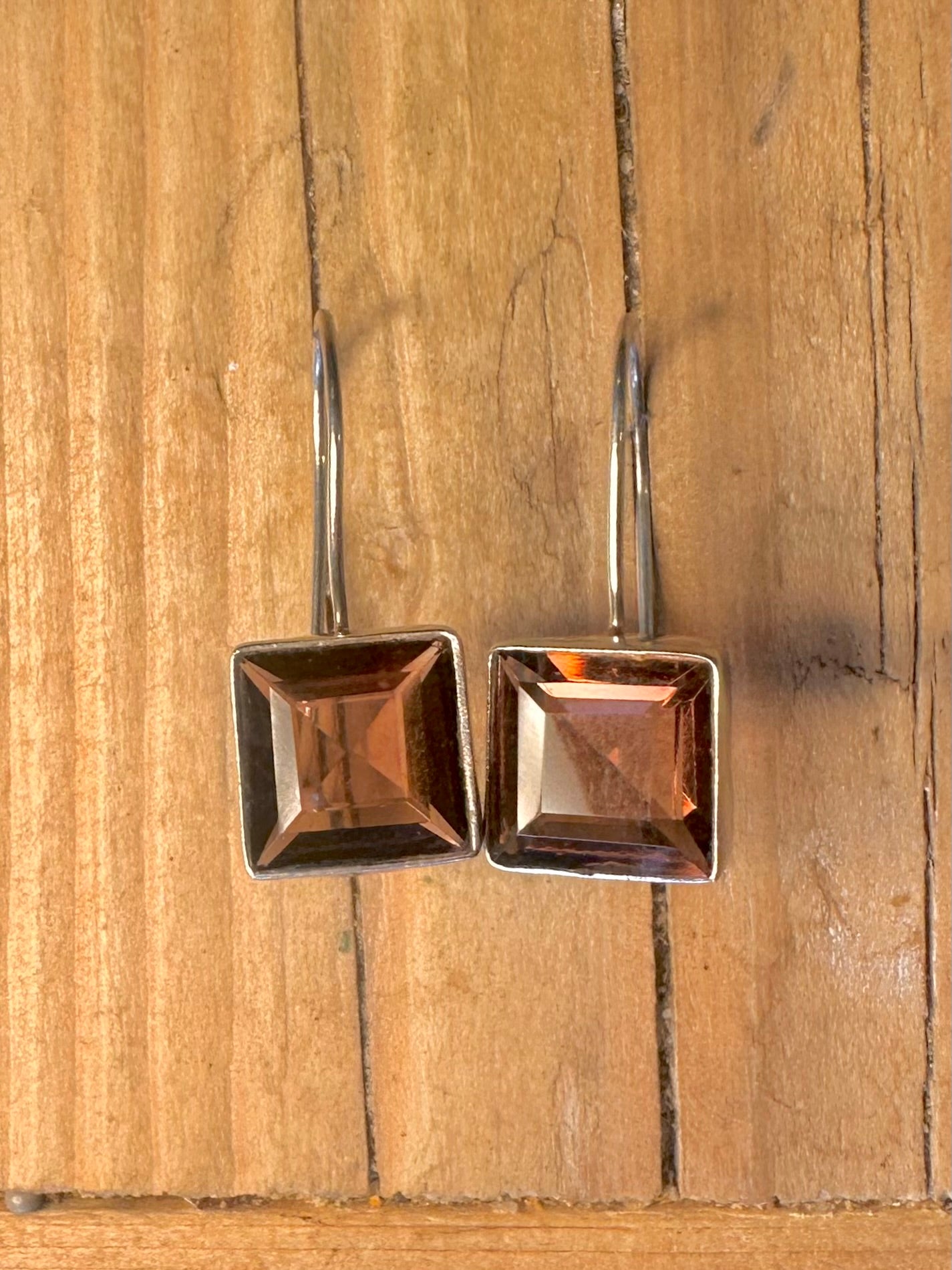 Square Cut Purple Stone 925 Sterling Silver Earrings