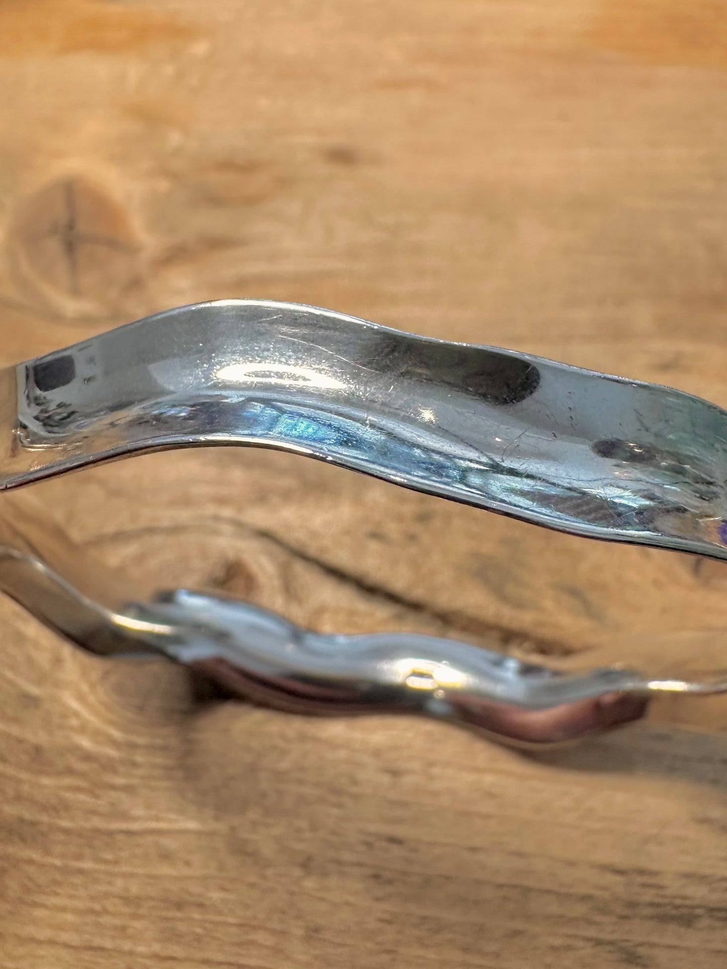 Abstract Wave Concave 925 Silver Bangle