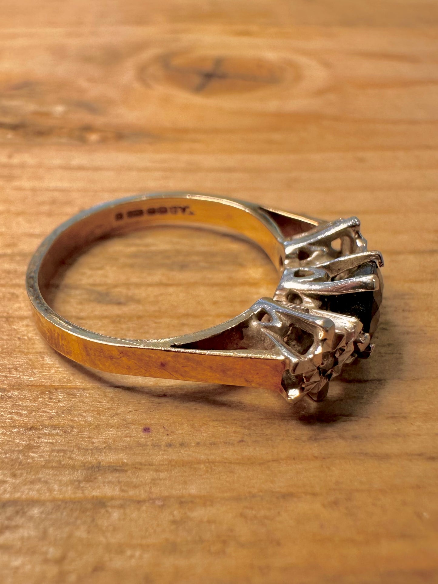 Vintage 1980 9ct Gold Sapphire and Diamond Size L Ring