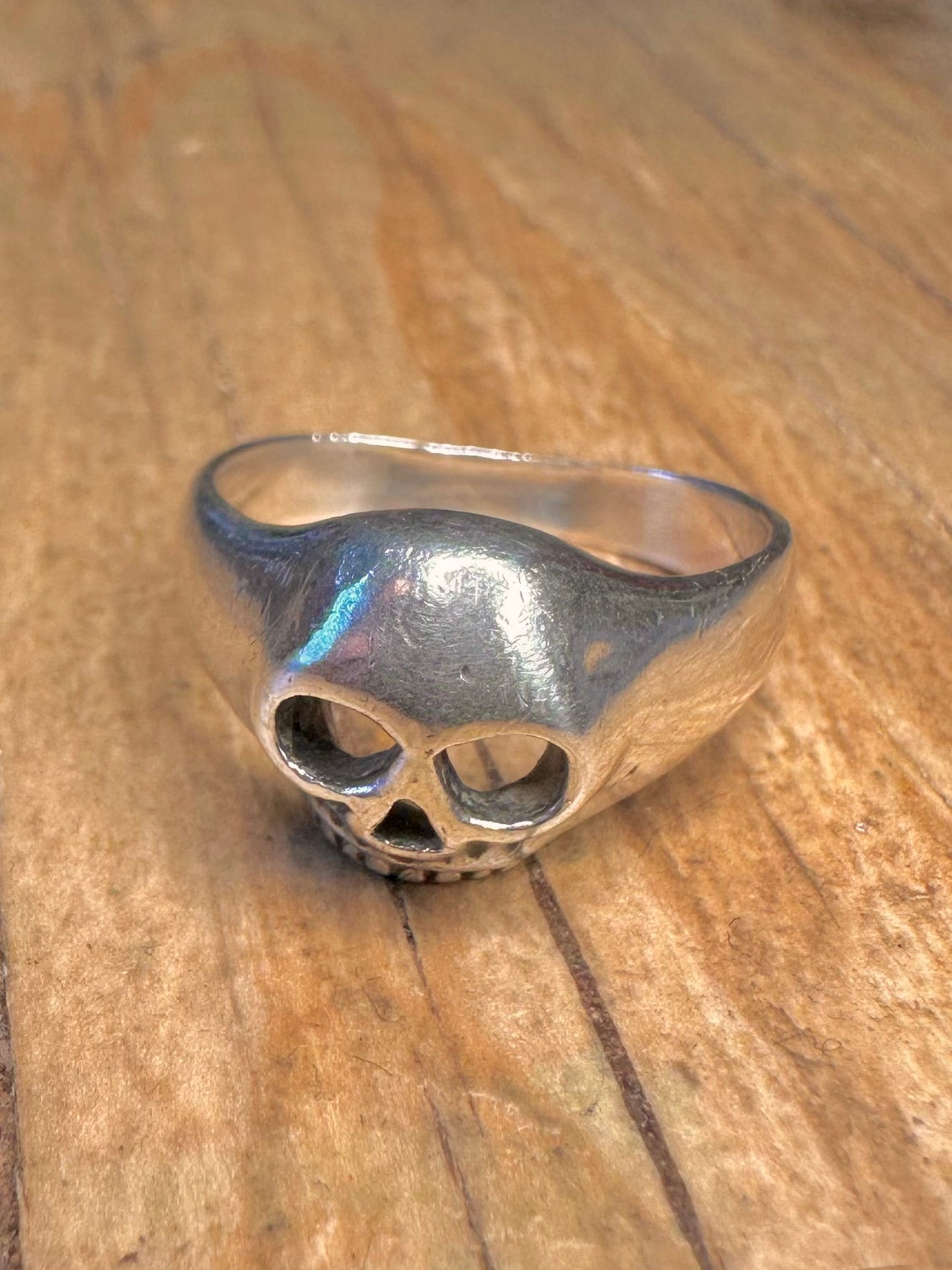 Vintage Skull Head 925 Sterling Silver Size O Ring
