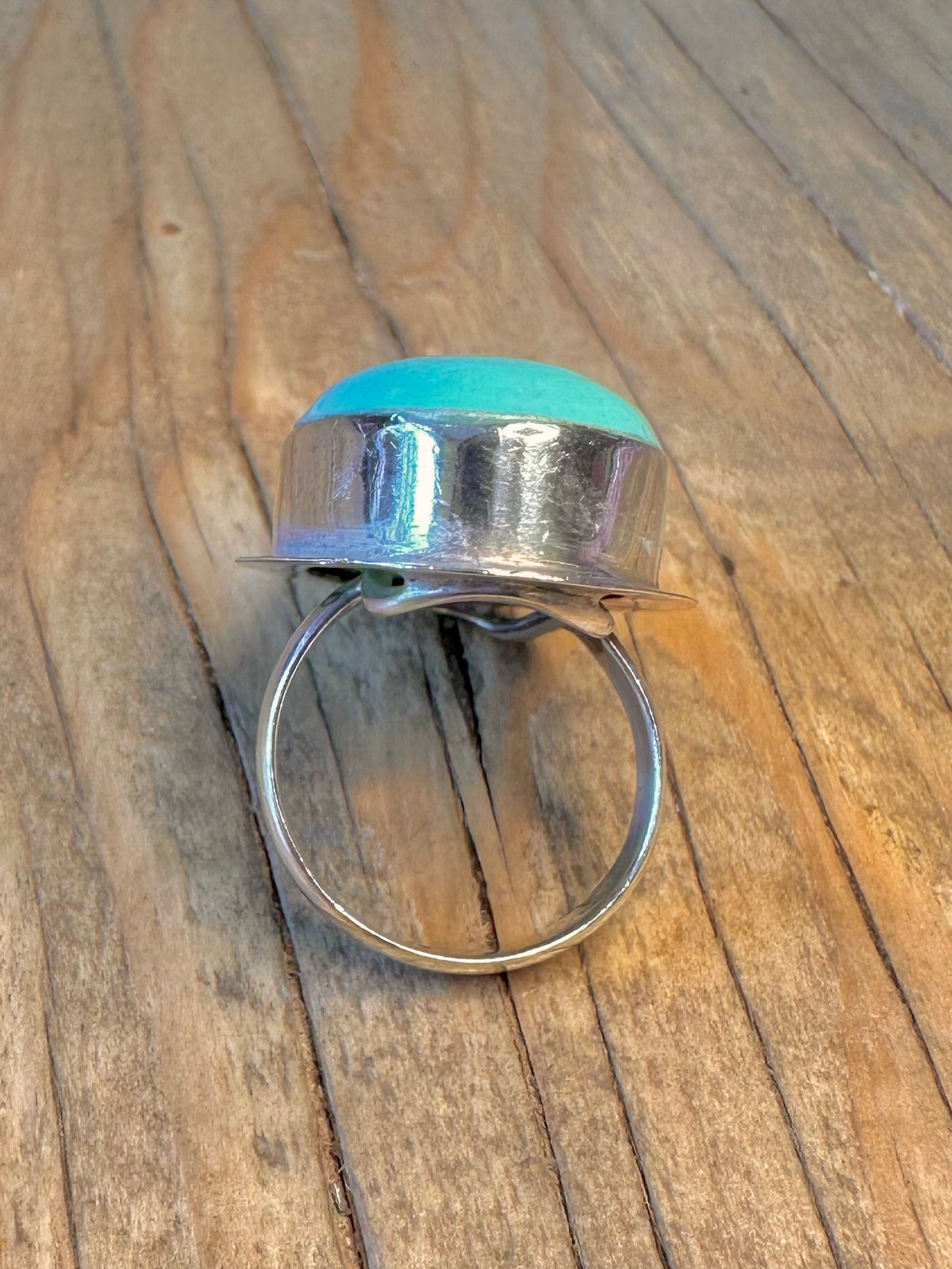Ovaler Türkis, länglich, 925er Sterling Silber, Ringgröße N