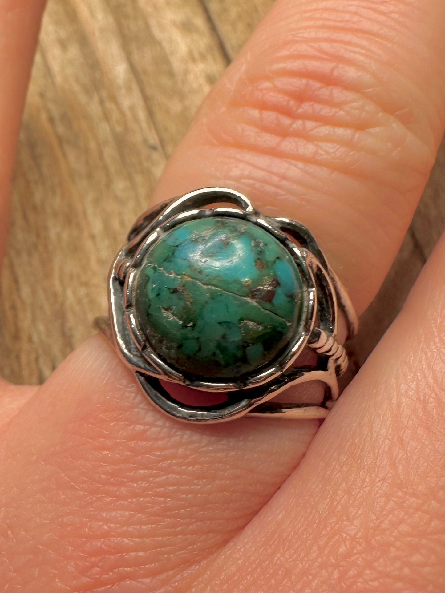 Vintage Turquoise Navajo 925 Sterling Silver Size O1/2 Ring