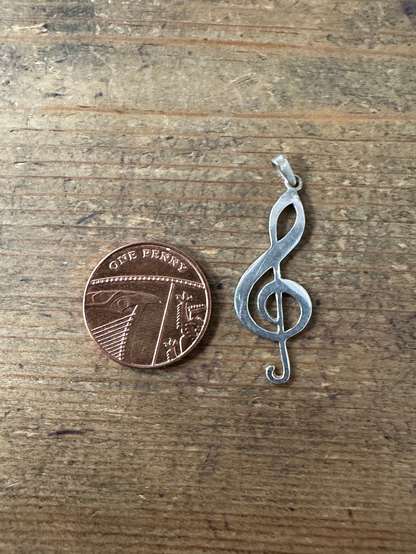 Vintage Music Note 925 Silver Pendant