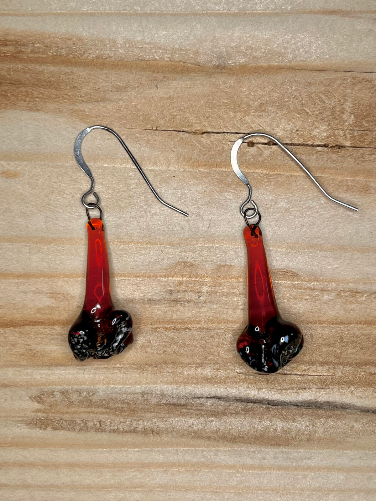 Orange Glass Elongated Drop Earrings