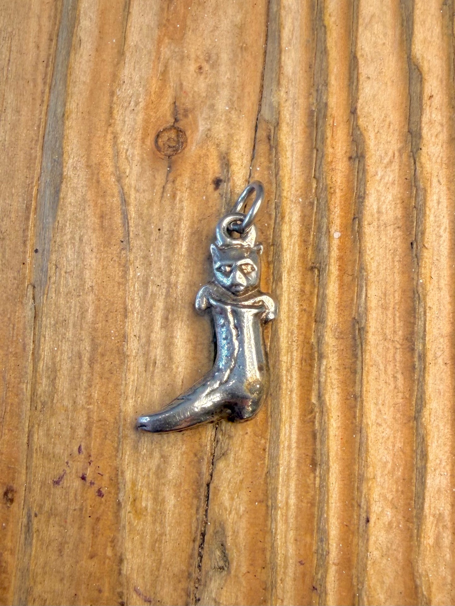 Cat in a Boot Charm 925 Sterling Silver Pendant