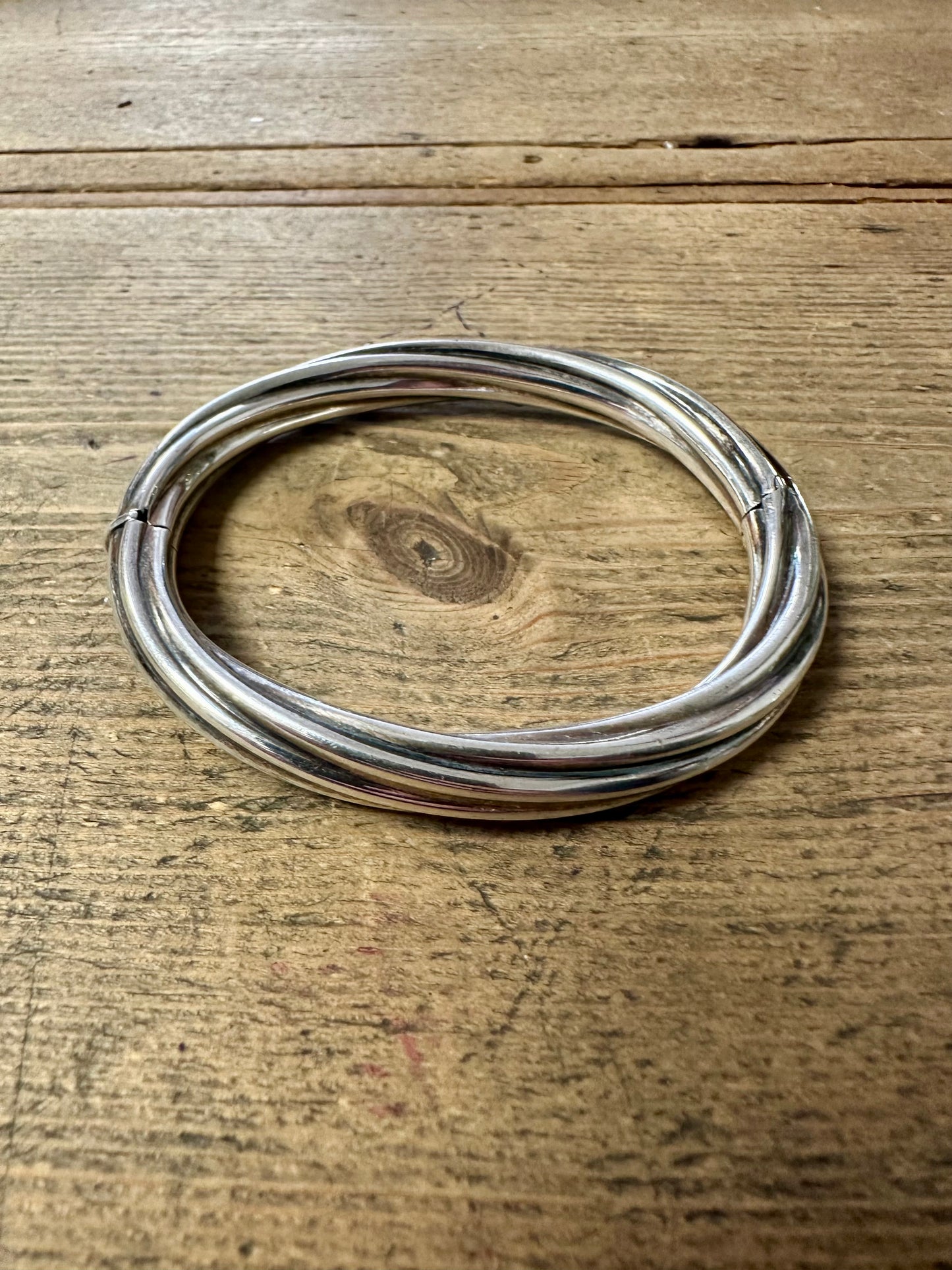 Vintage 1988 Twisted 925 Silver Clasp Bangle