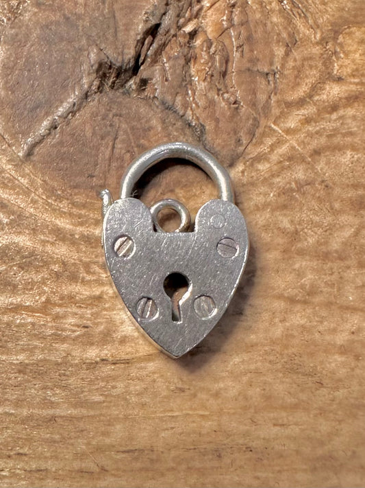 Vintage Heart Padlock 925 Silver Pendant