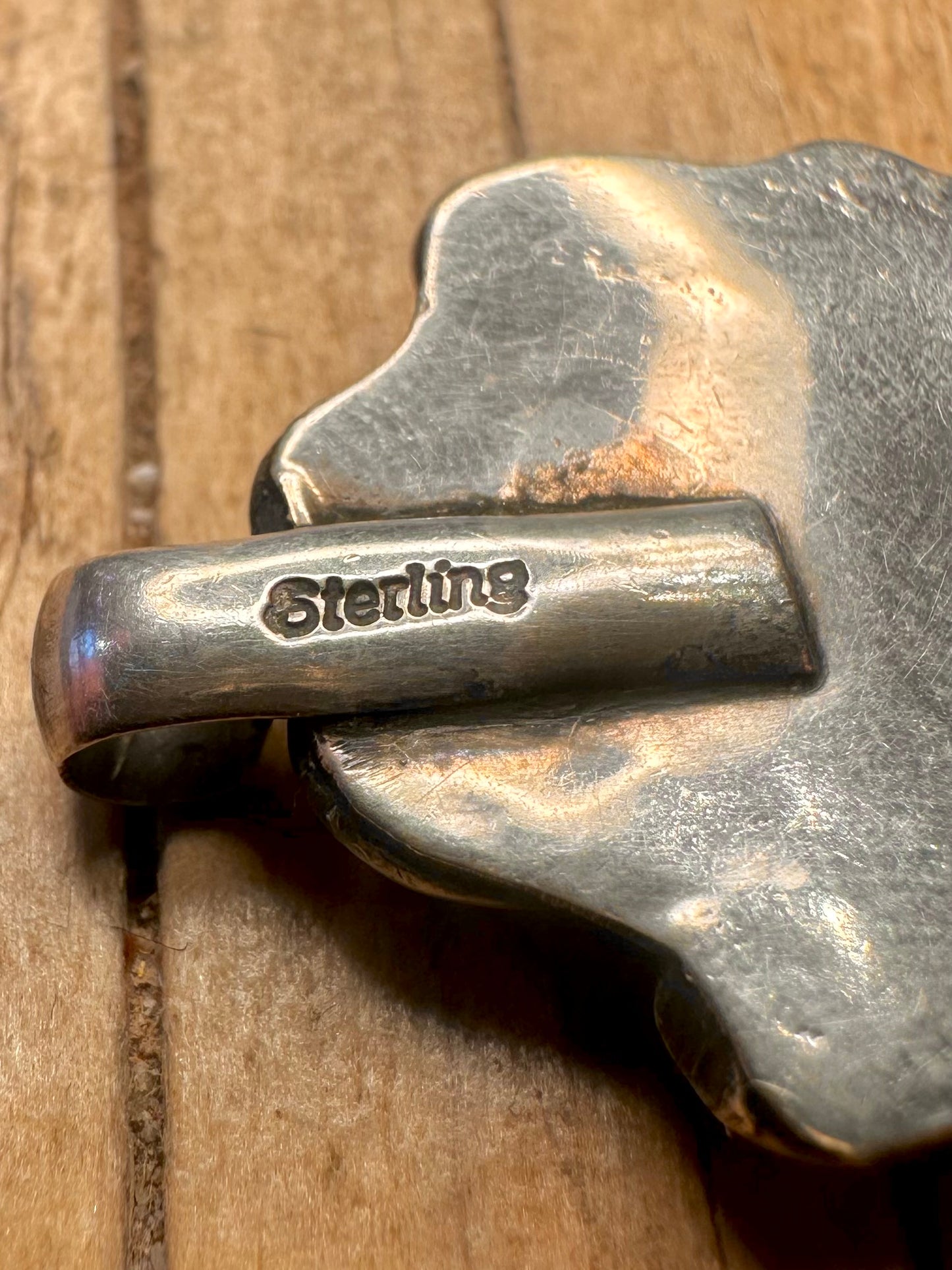 Vintage Navajo Polished Turquoise 925 Sterling Silver Pendant