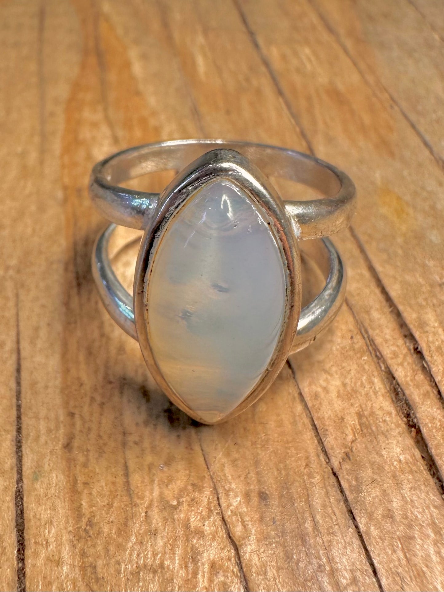 Modernist Opalite 925 Sterling Silver Size P Ring