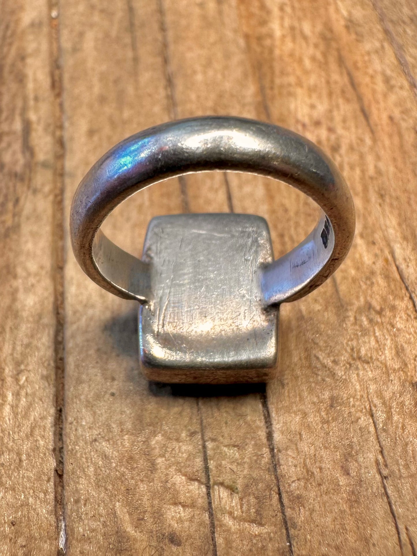 Light Blue Turquoise Rectangle 925 Sterling Silver Hallmarked Size I Ring