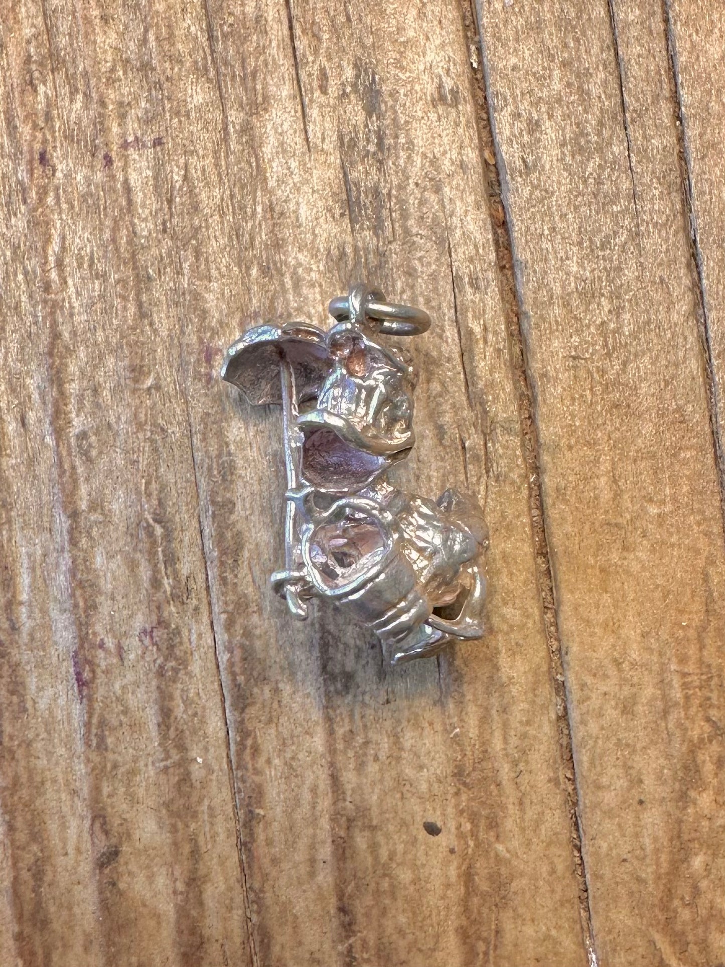 Donald Duck Bucket and Umbrella 925 Sterling Silver Charm Pendant