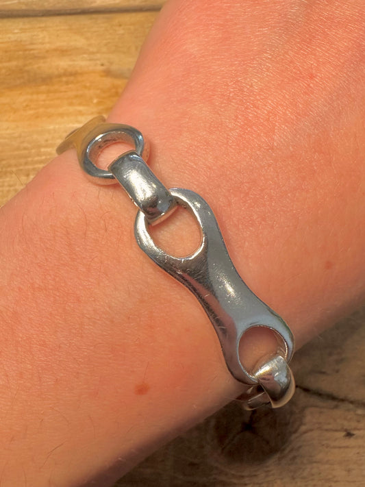 Abstract 1995 Bone Link 925 Silver 7 inch Bracelet
