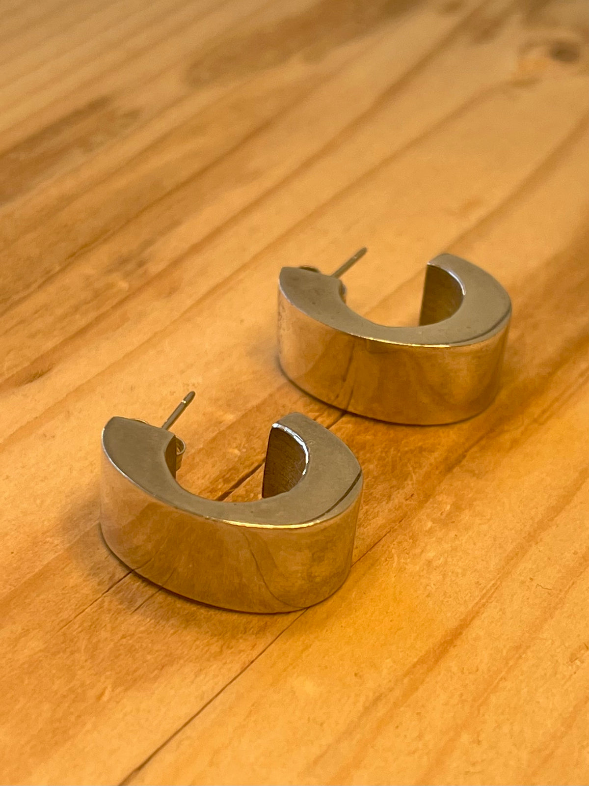 Abstract Chunky Half Hoop 925 Sterling Silver Earrings