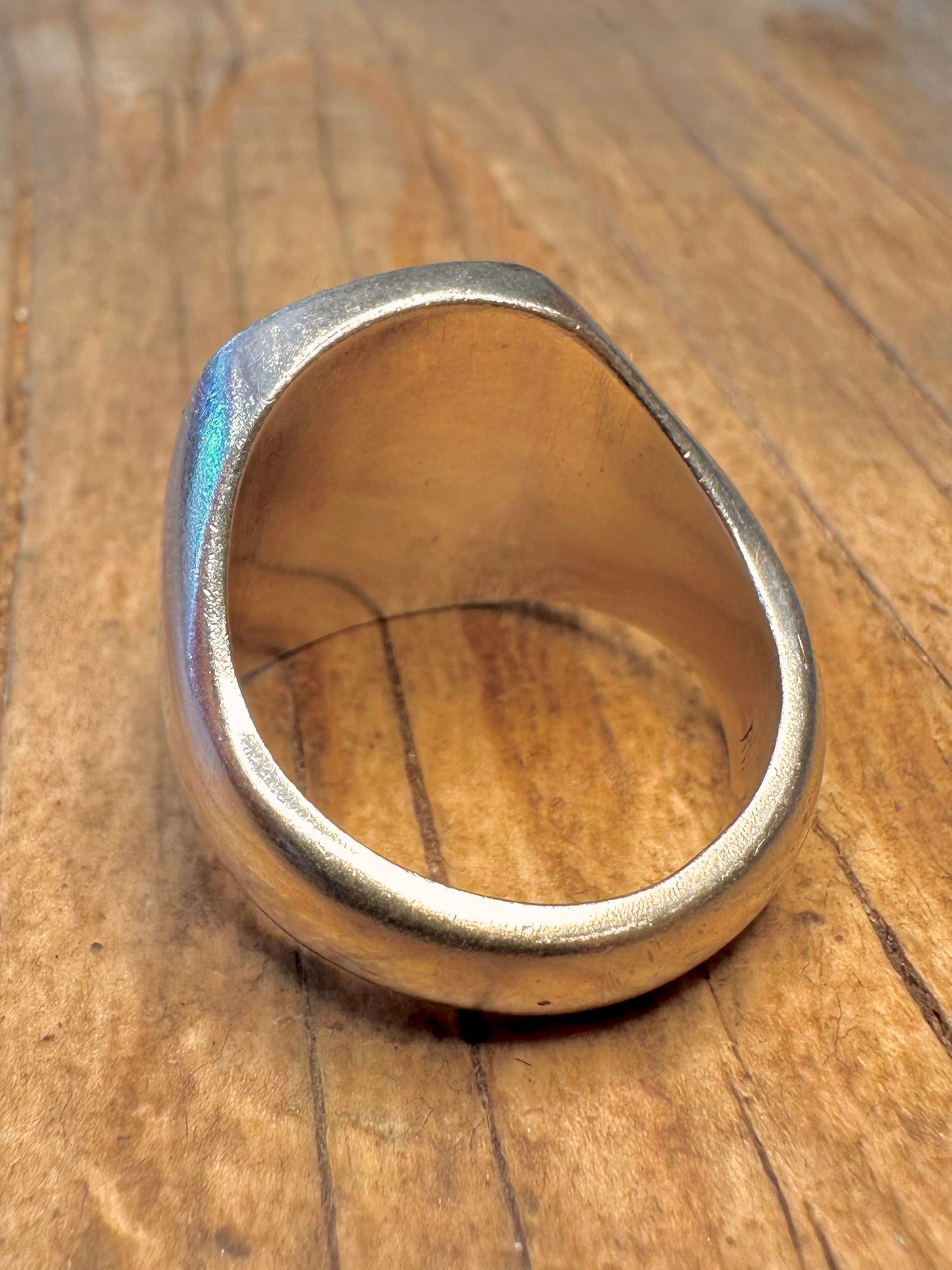 Vintage 1976 Engraved Signet Solid Heavy 925 Sterling Silver Size P Ring