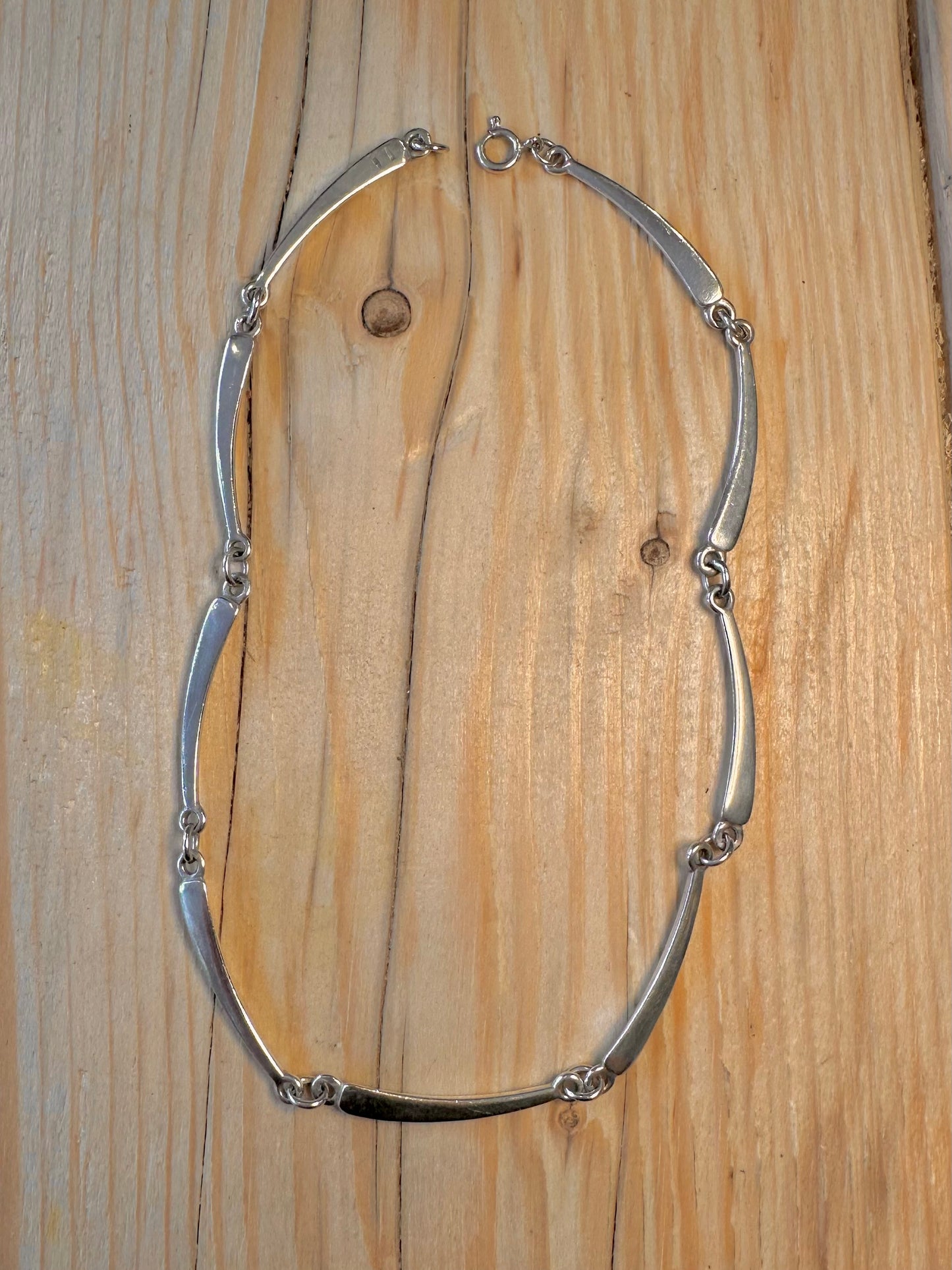 Abstract Bar Link 925 Silver 16.5 Inch Necklace