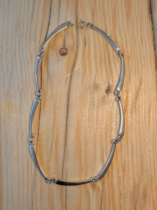Abstract Bar Link 925 Silver 16.5 Inch Necklace