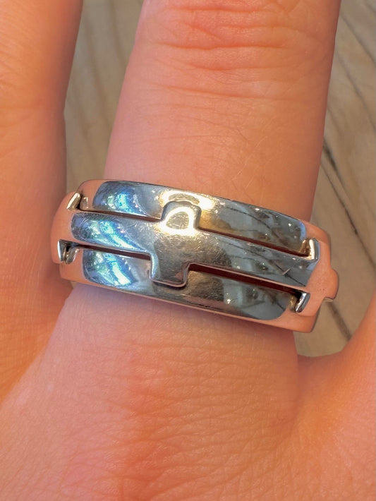 Abstract Band 925 Silver Size X1/2 Ring